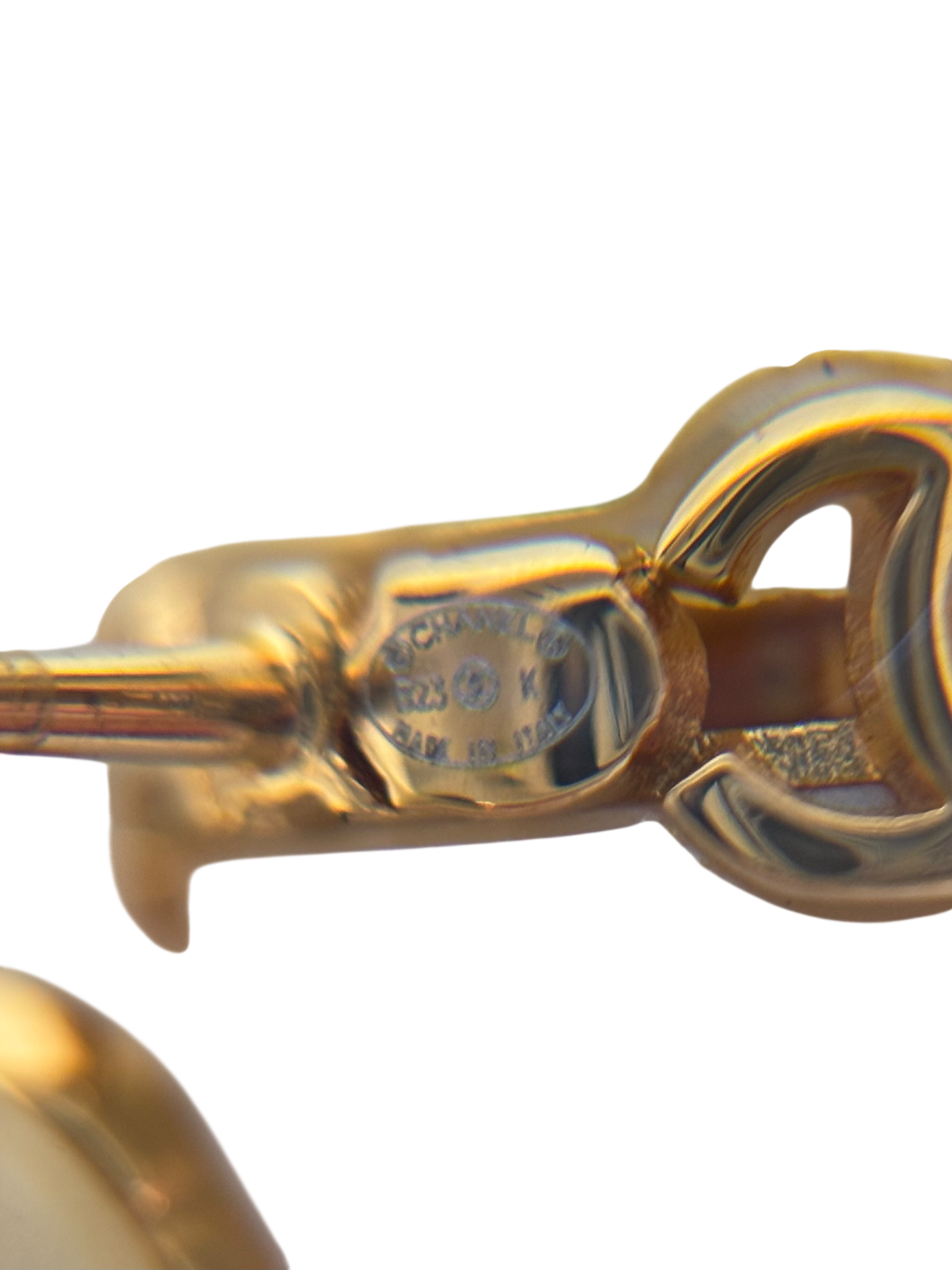 CHANEL - 23K Gold Tone Glass Pearl CC Earrings