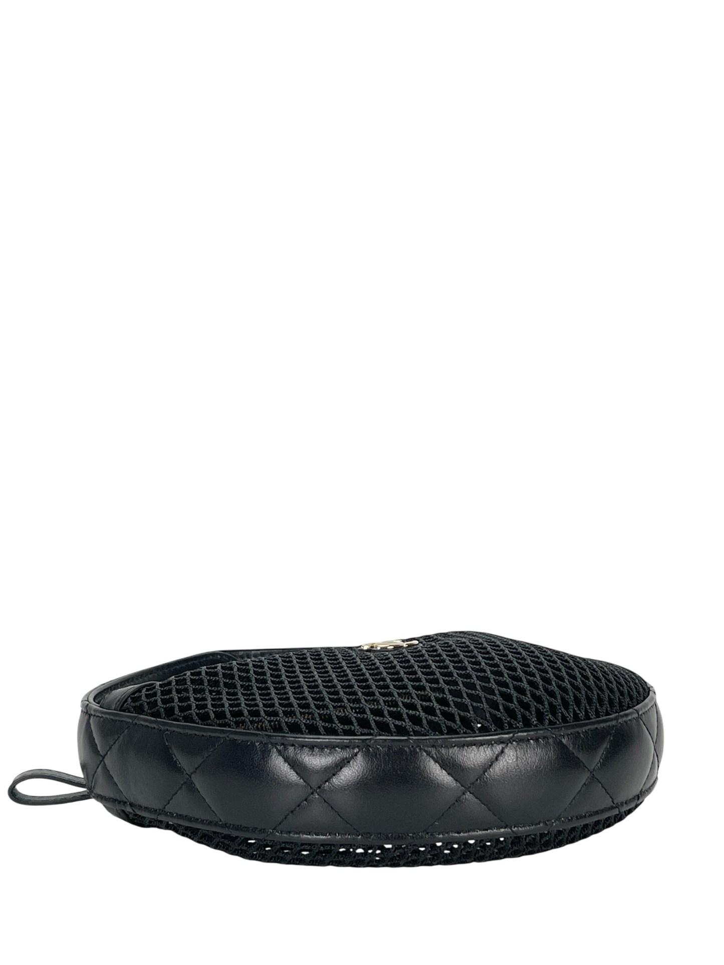CHANEL - 25S Black Mesh Shiny Lambskin Pouch Hobo 