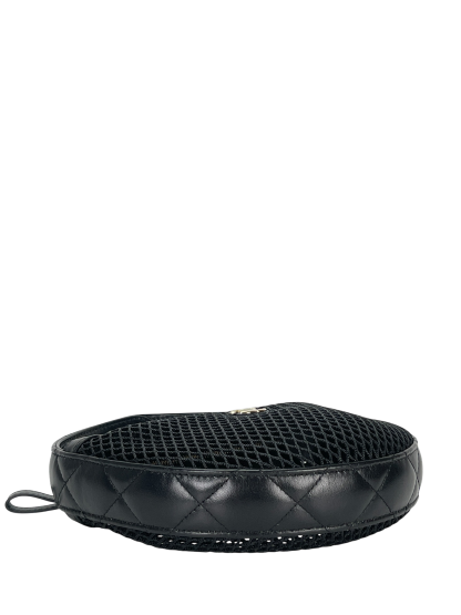 CHANEL - 25S Black Mesh Shiny Lambskin Pouch Hobo 