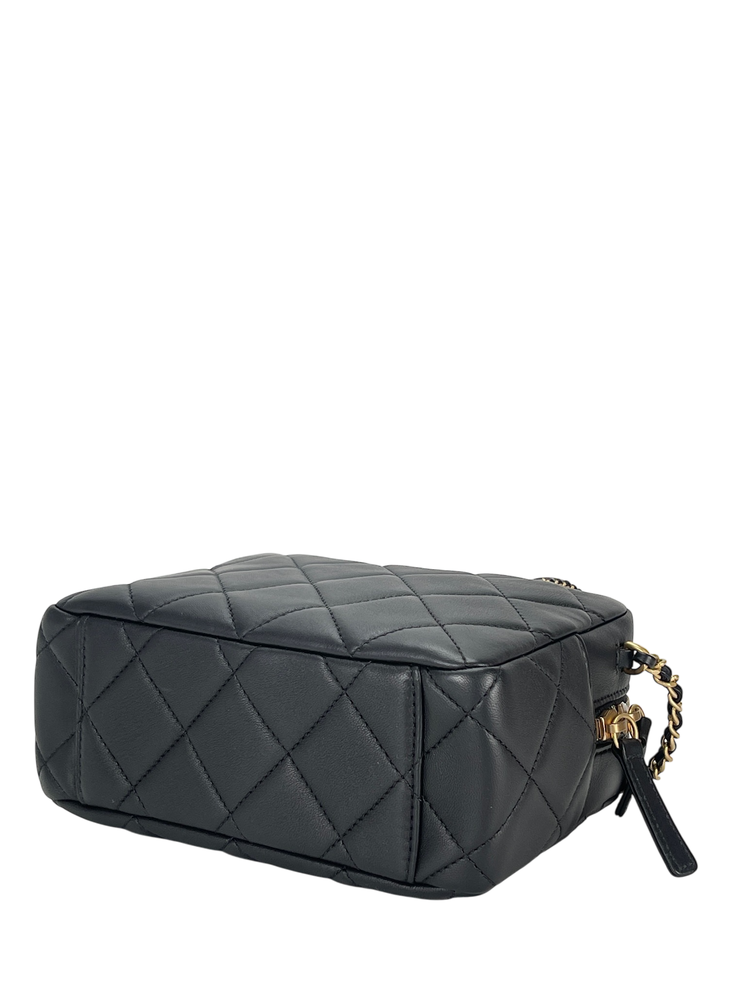 CHANEL - Black Lambskin Bowling Chain Shoulder Bag