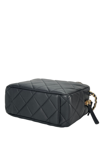 CHANEL - Black Lambskin Bowling Chain Shoulder Bag