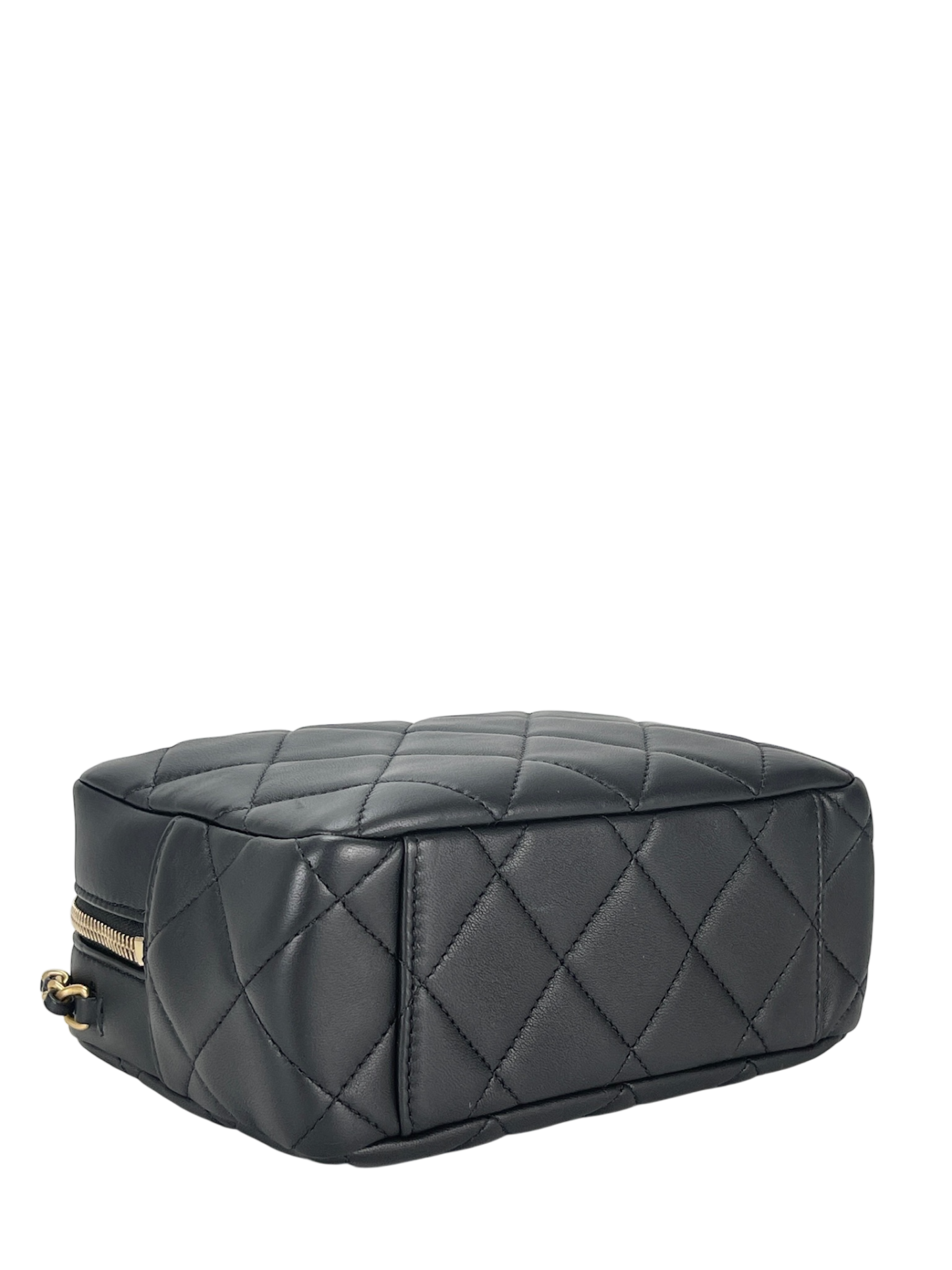 CHANEL - Black Lambskin Bowling Chain Shoulder Bag