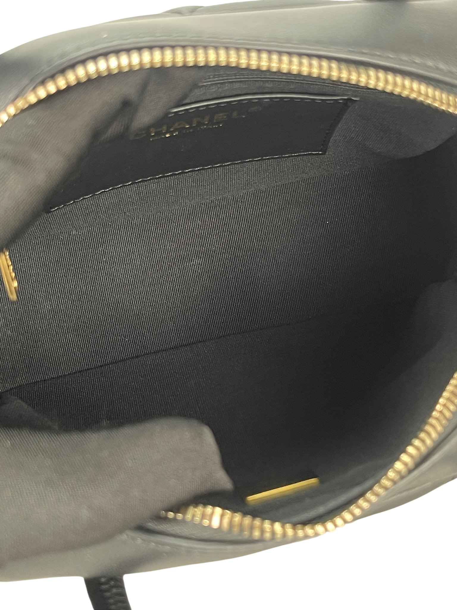 CHANEL - Black Lambskin Bowling Chain Shoulder Bag