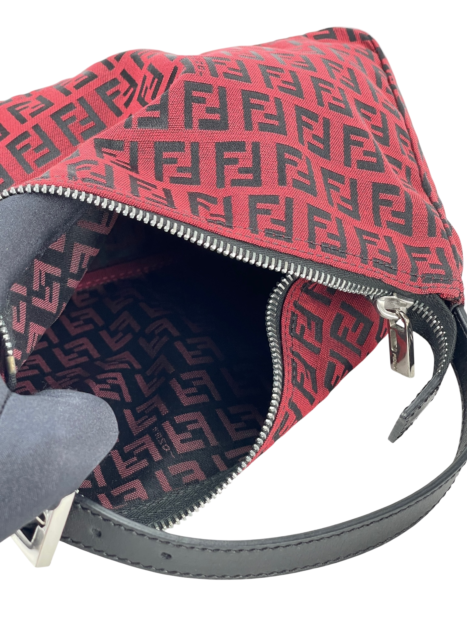 FENDI - Red Canvas Zucchino Handbag 