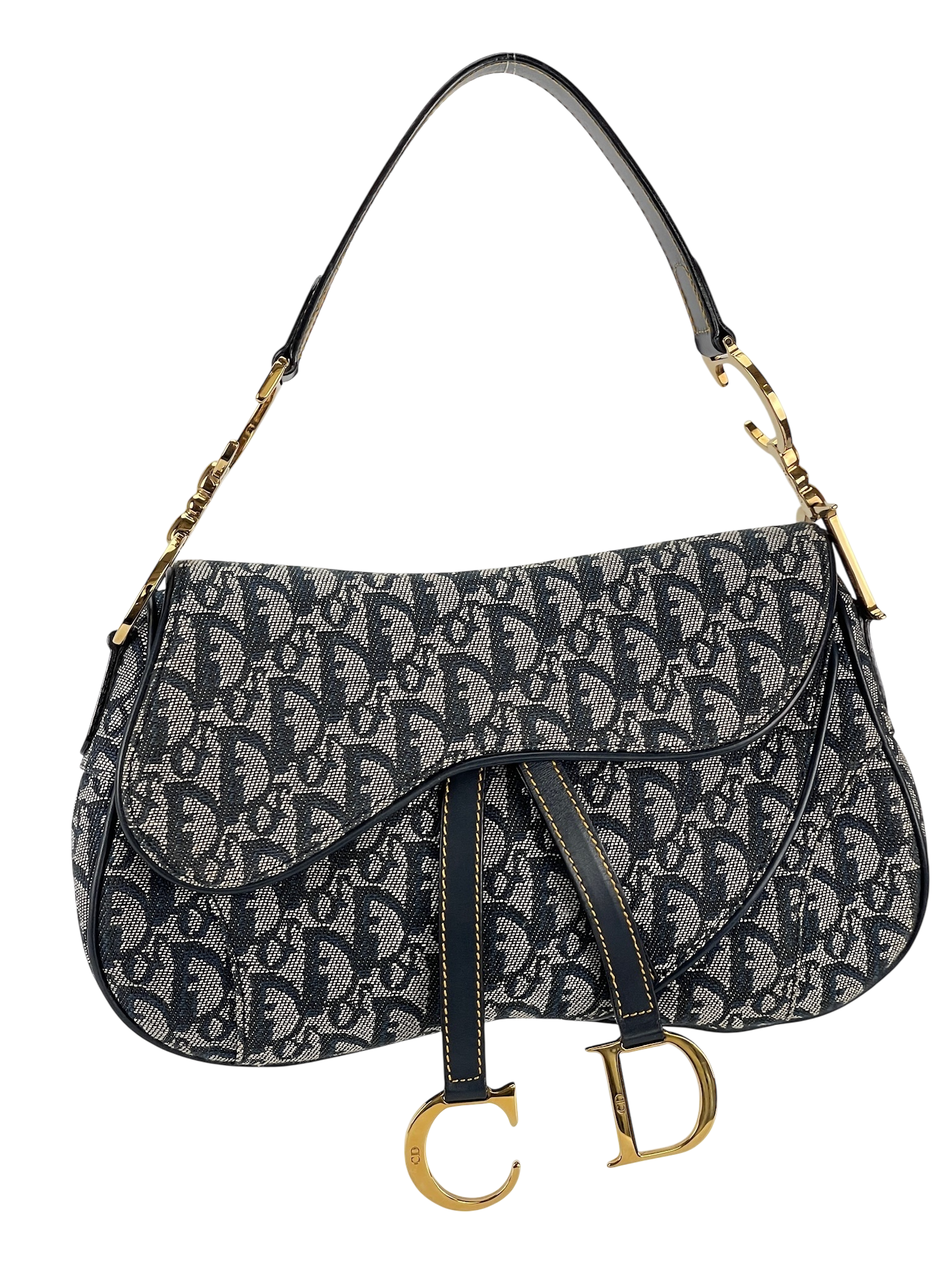 CHRISTIAN DIOR - Blue Canvas Trotter Saddle Handbag
