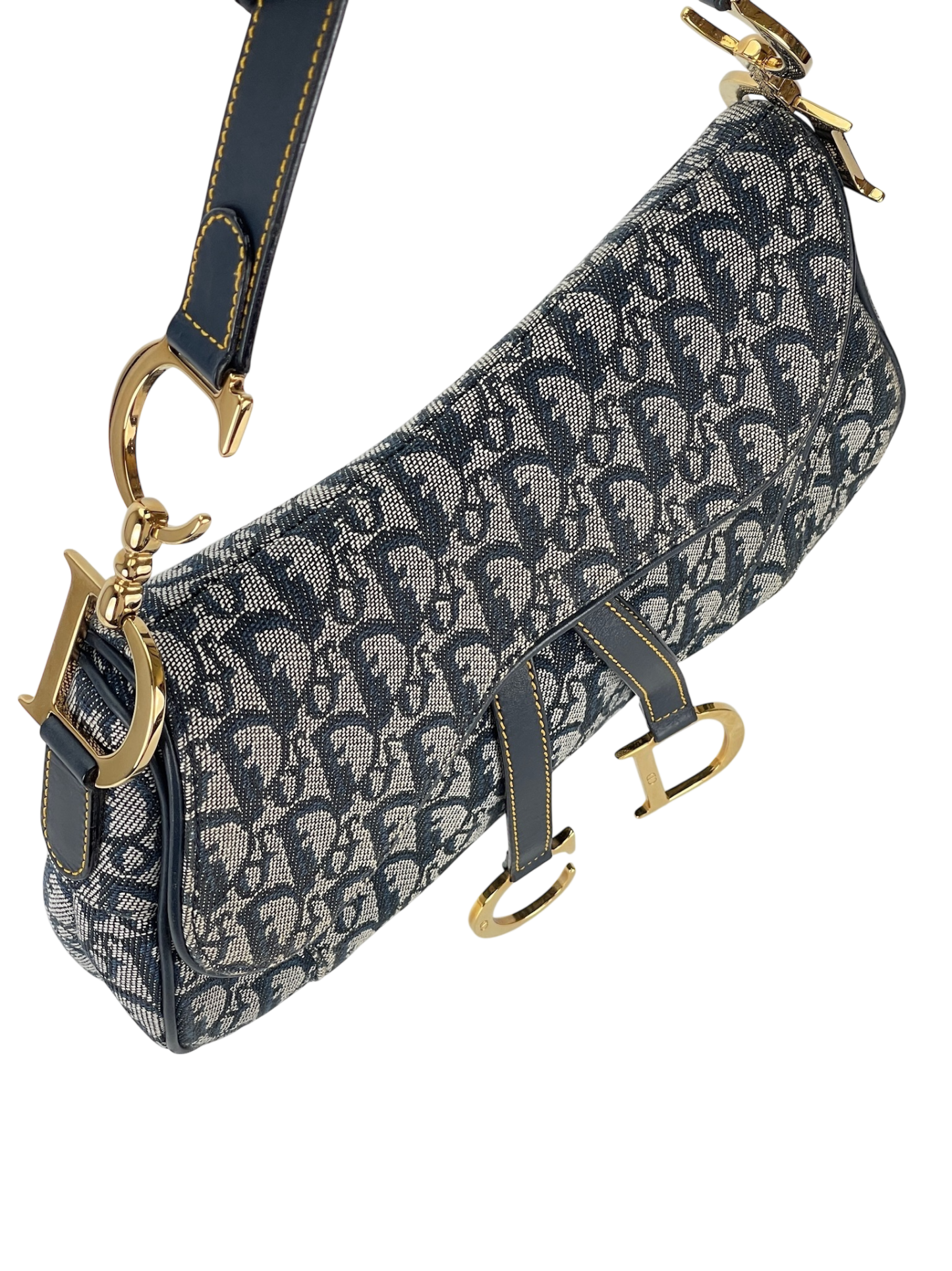 CHRISTIAN DIOR - Blue Canvas Trotter Saddle Handbag