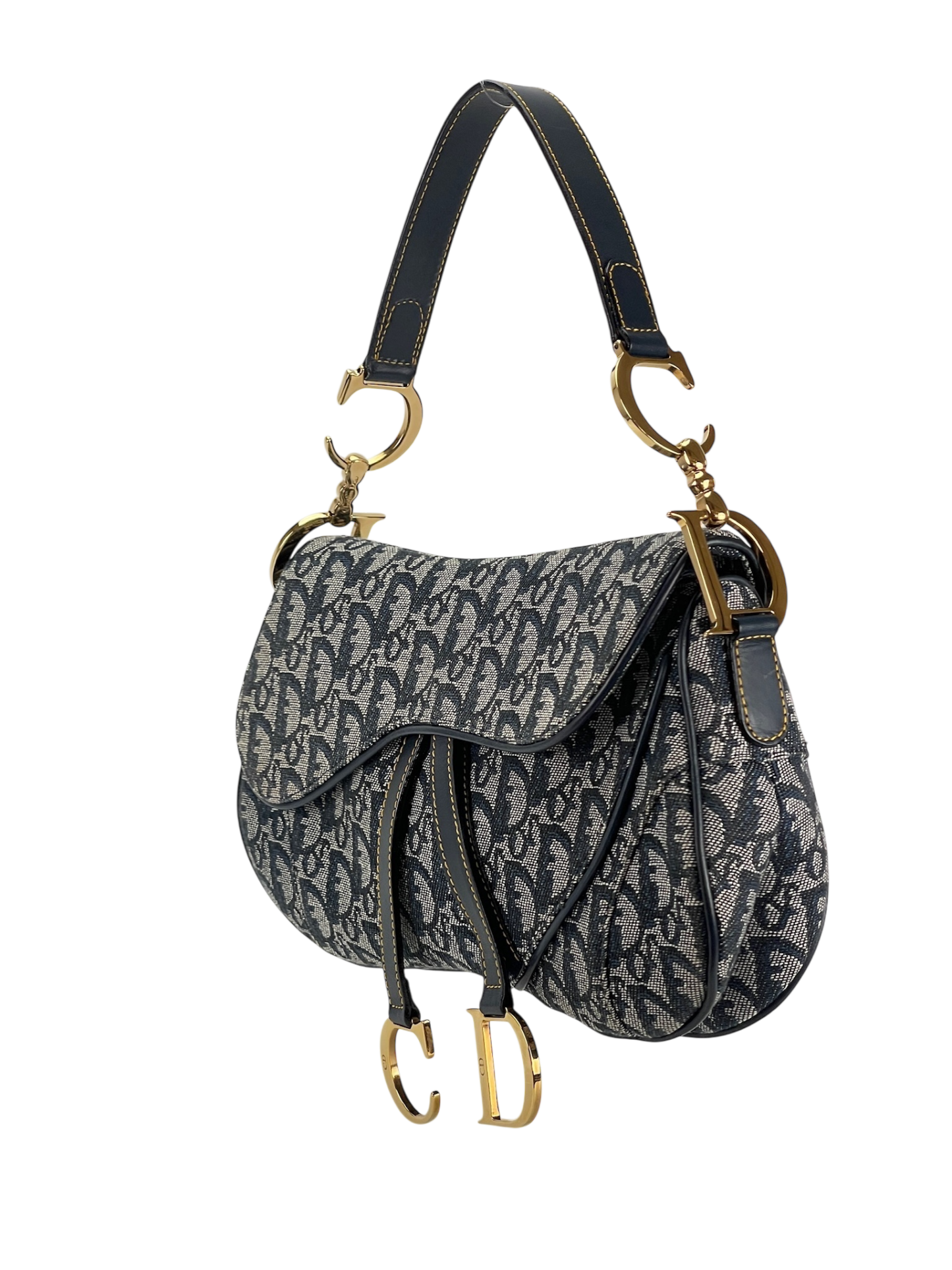 CHRISTIAN DIOR - Blue Canvas Trotter Saddle Handbag