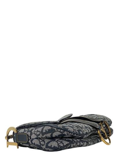 CHRISTIAN DIOR - Blue Canvas Trotter Saddle Handbag