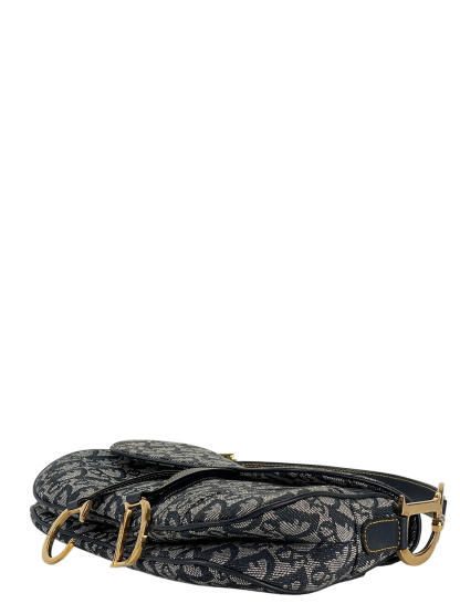 CHRISTIAN DIOR - Blue Canvas Trotter Saddle Handbag