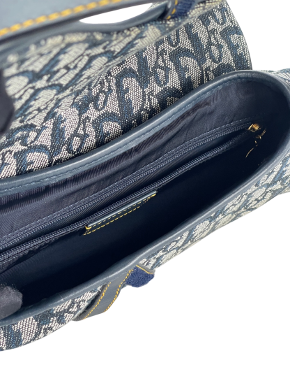 CHRISTIAN DIOR - Blue Canvas Trotter Saddle Handbag
