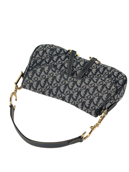 CHRISTIAN DIOR - Blue Canvas Trotter Saddle Handbag