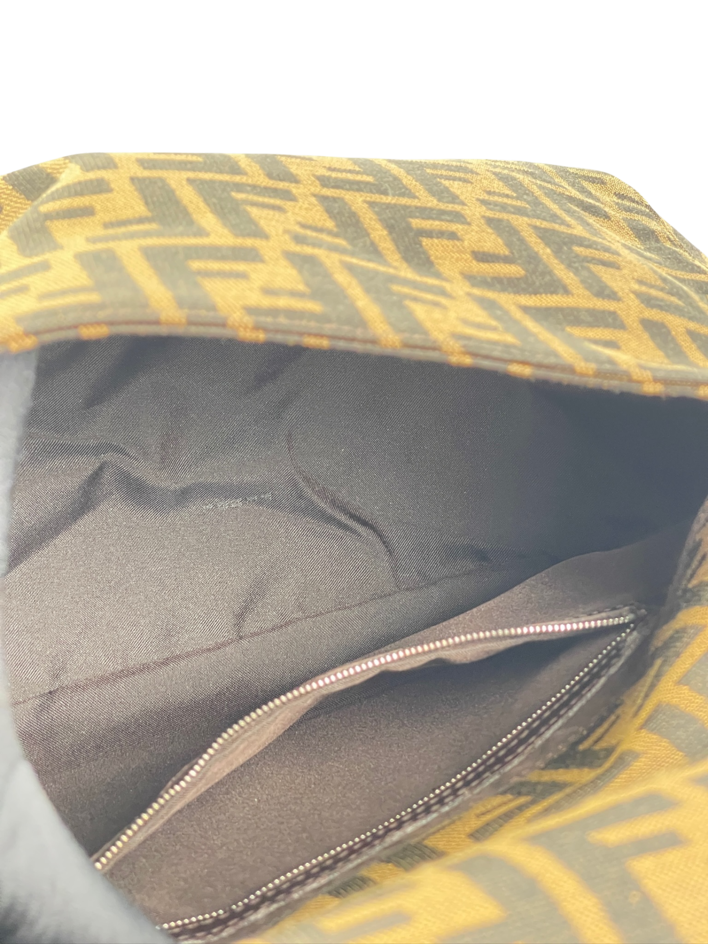 FENDI - Canvas Brown Zucca Mamma Baguette Handbag Silver Hardware