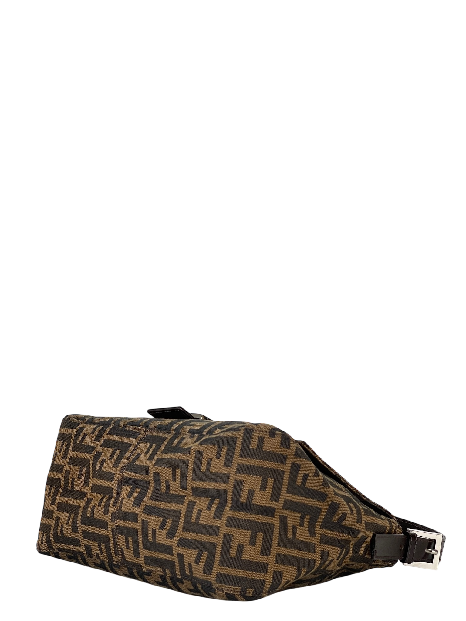 FENDI - Canvas Brown Zucca Mamma Baguette Handbag Silver Hardware