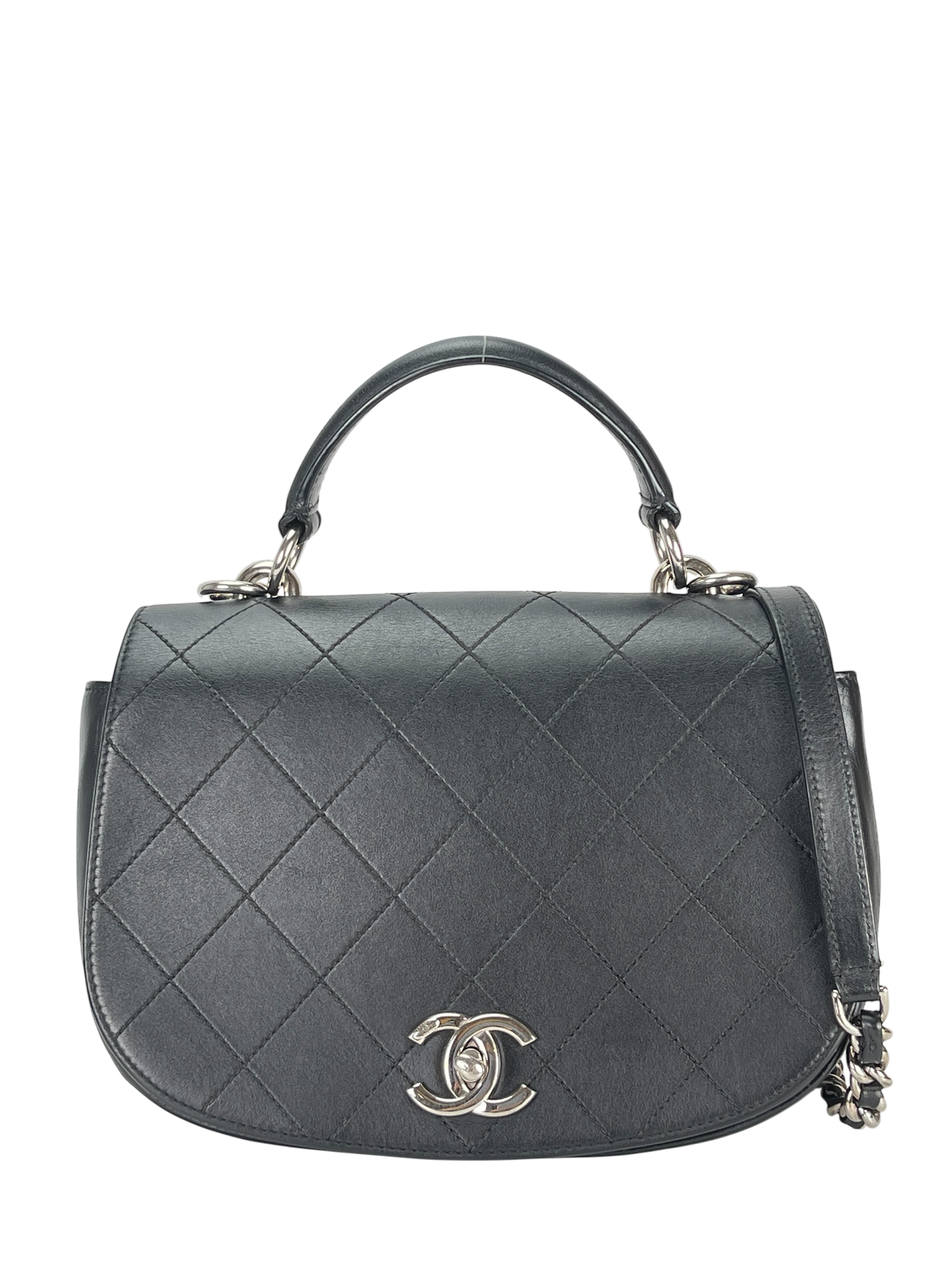 CHANEL - Black Calfskin Coco Mark 2WAY Shoulder Bag