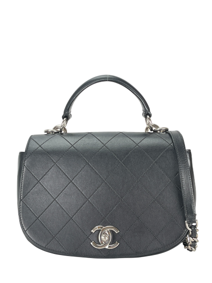 CHANEL - Black Calfskin Coco Mark 2WAY Shoulder Bag