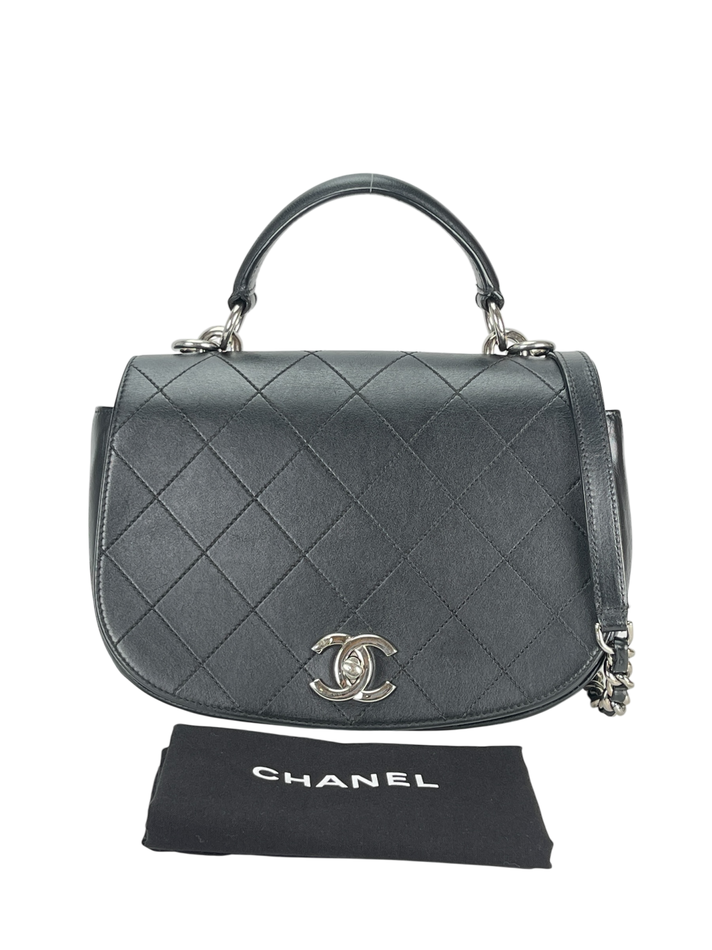 CHANEL - Black Calfskin Coco Mark 2WAY Shoulder Bag