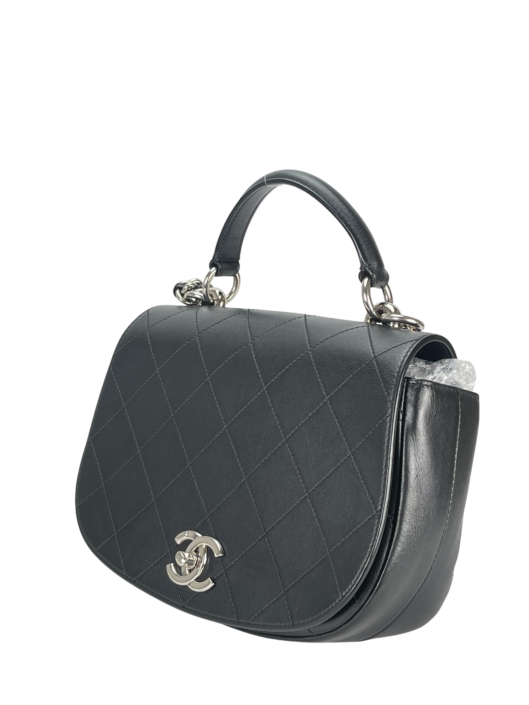 CHANEL - Black Calfskin Coco Mark 2WAY Shoulder Bag