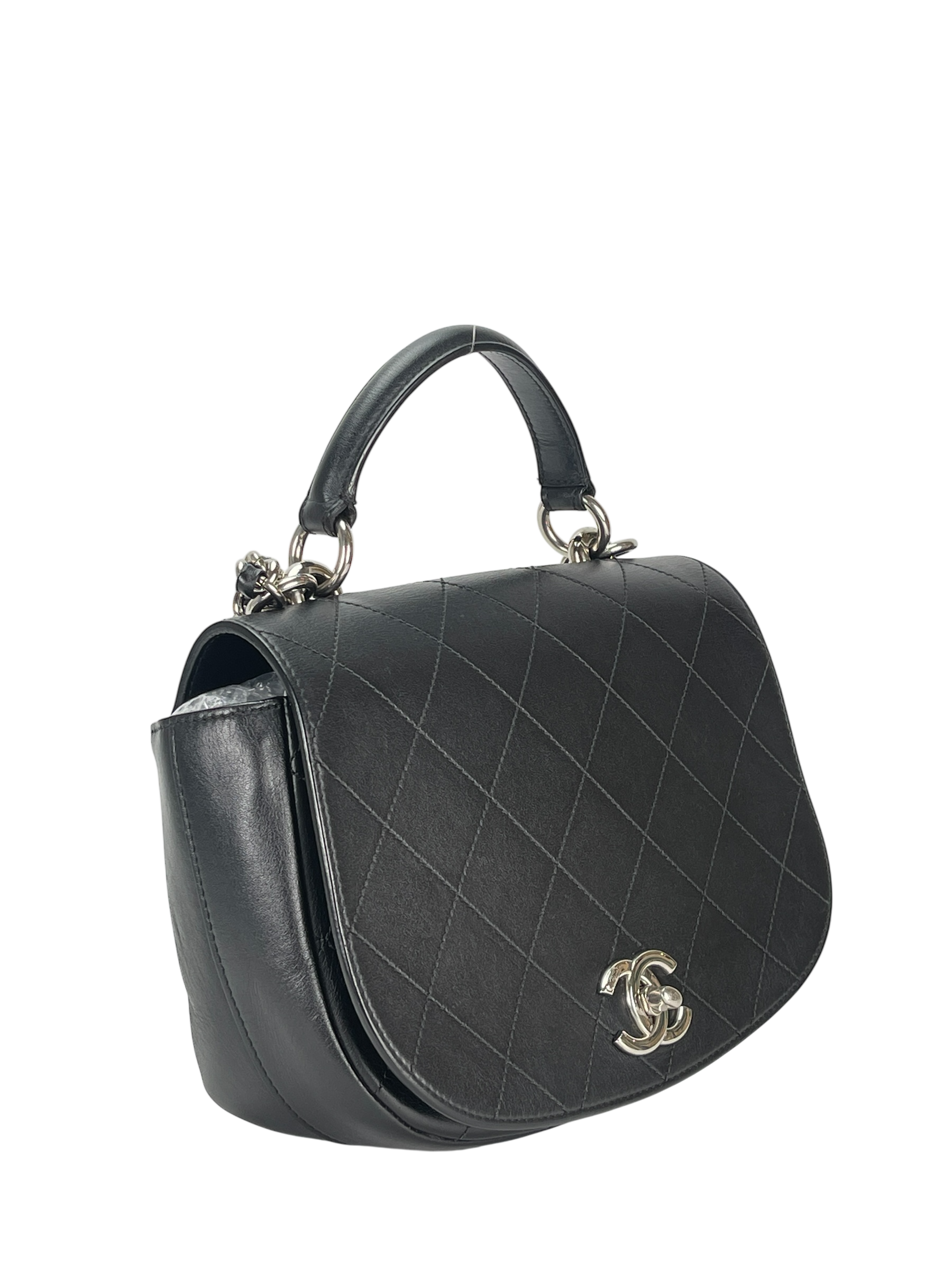 CHANEL - Black Calfskin Coco Mark 2WAY Shoulder Bag