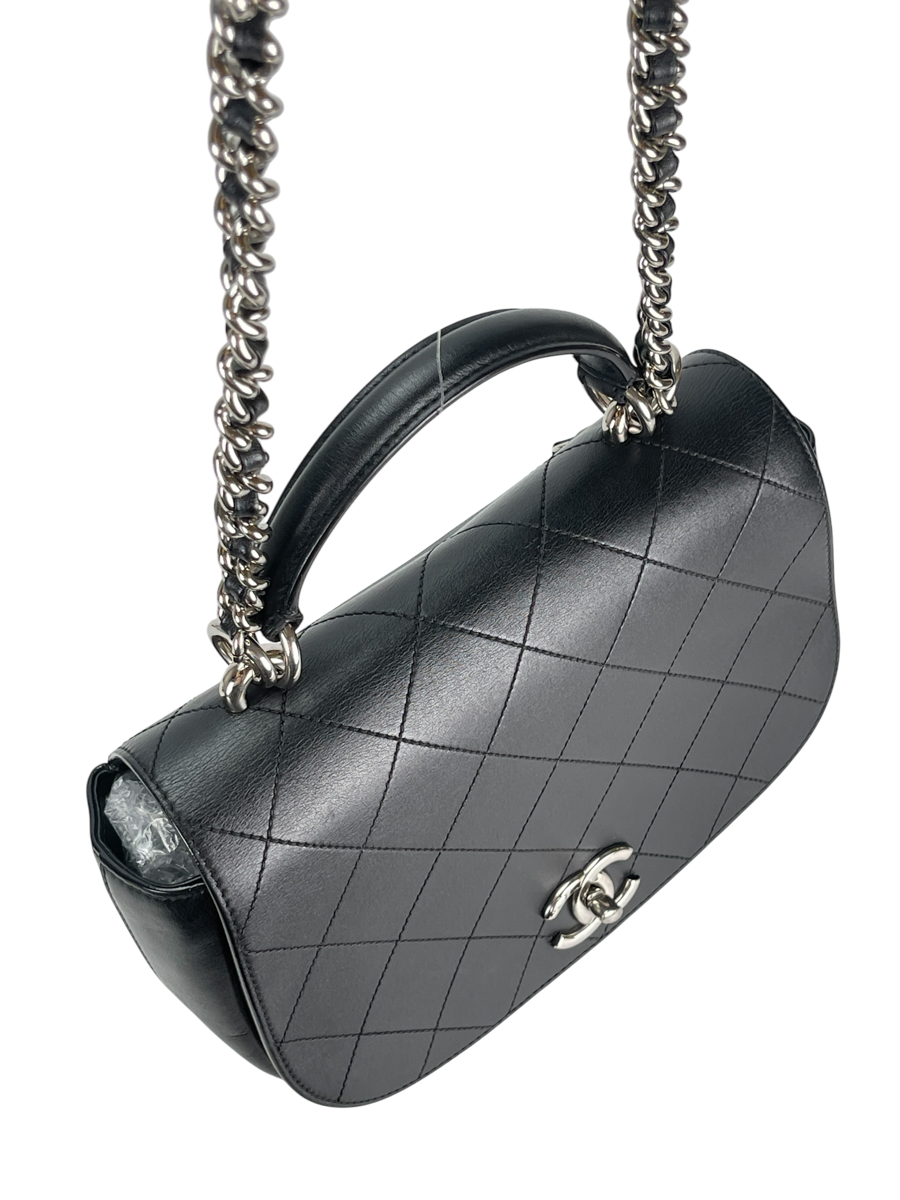 CHANEL - Black Calfskin Coco Mark 2WAY Shoulder Bag