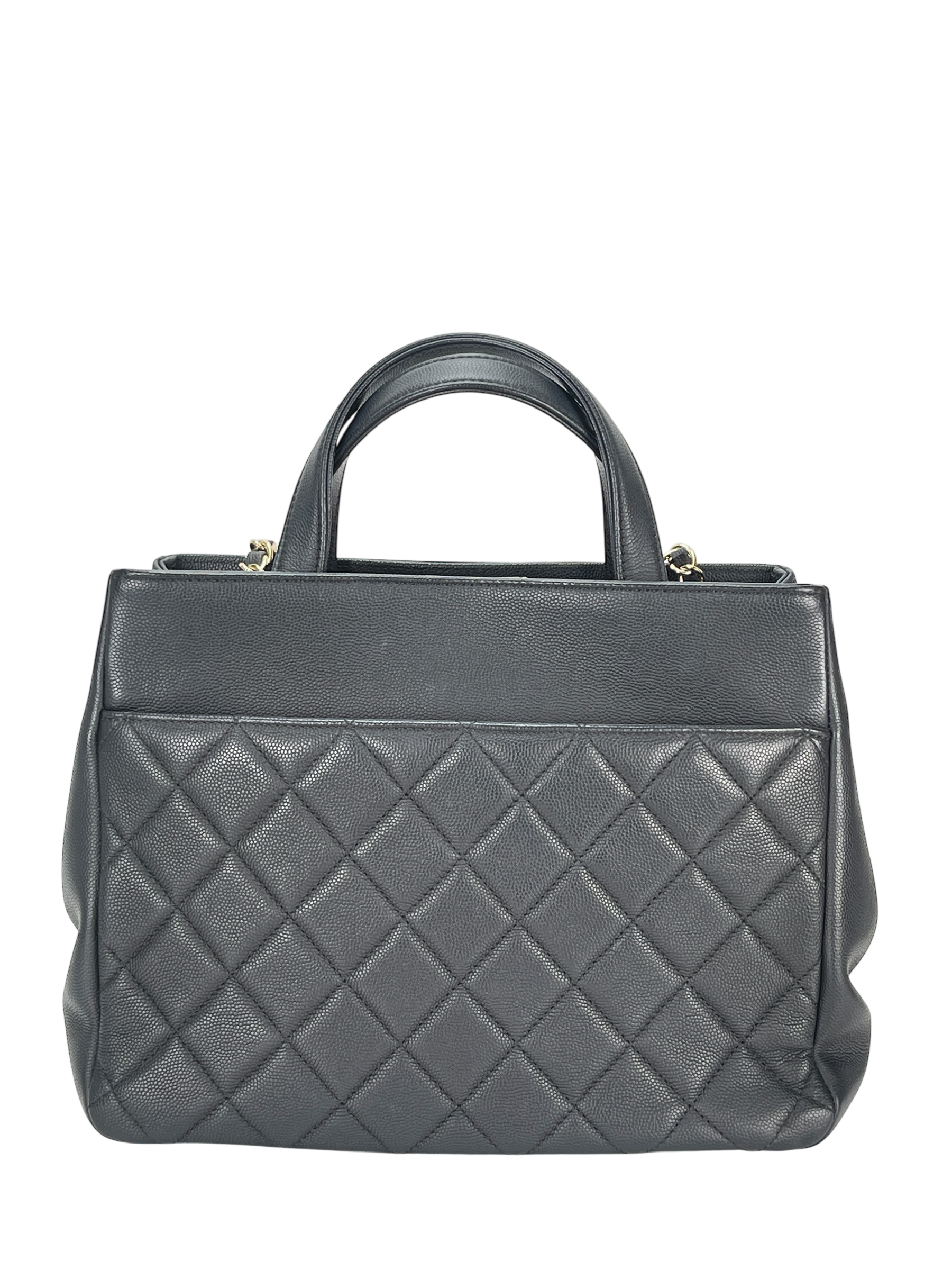 CHANEL -  Black Caviar Skin 2way Bag Gold Hardware