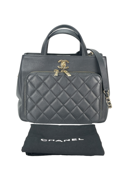 CHANEL -  Black Caviar Skin 2way Bag Gold Hardware