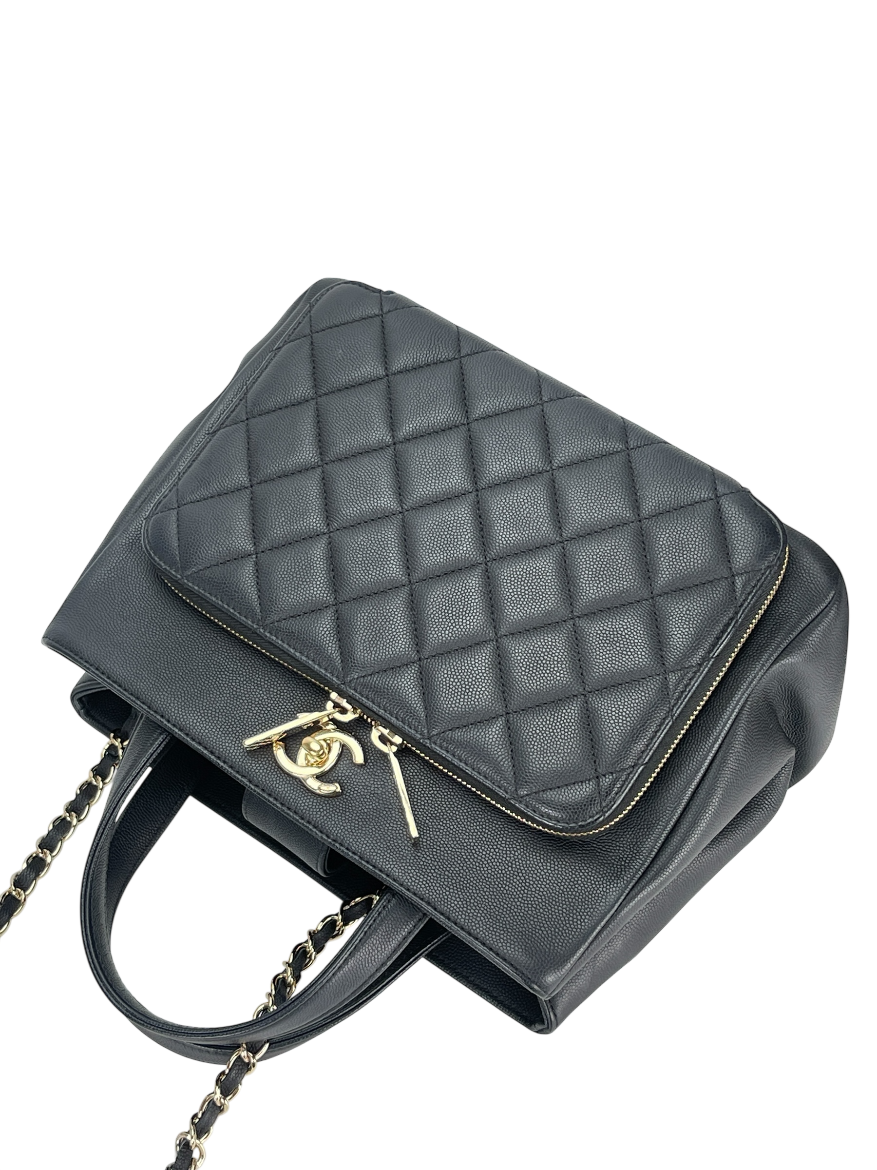 CHANEL -  Black Caviar Skin 2way Bag Gold Hardware