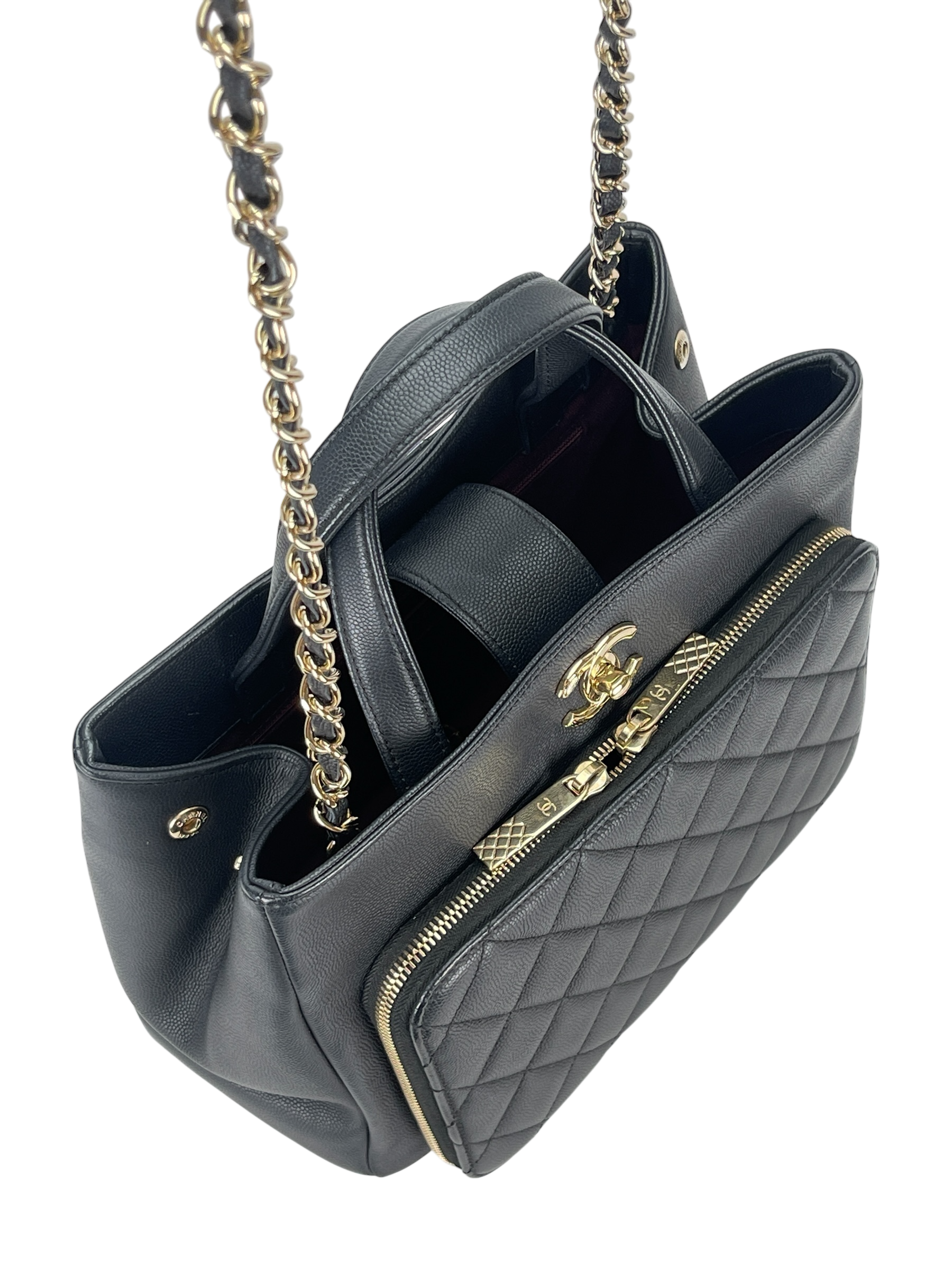 CHANEL -  Black Caviar Skin 2way Bag Gold Hardware