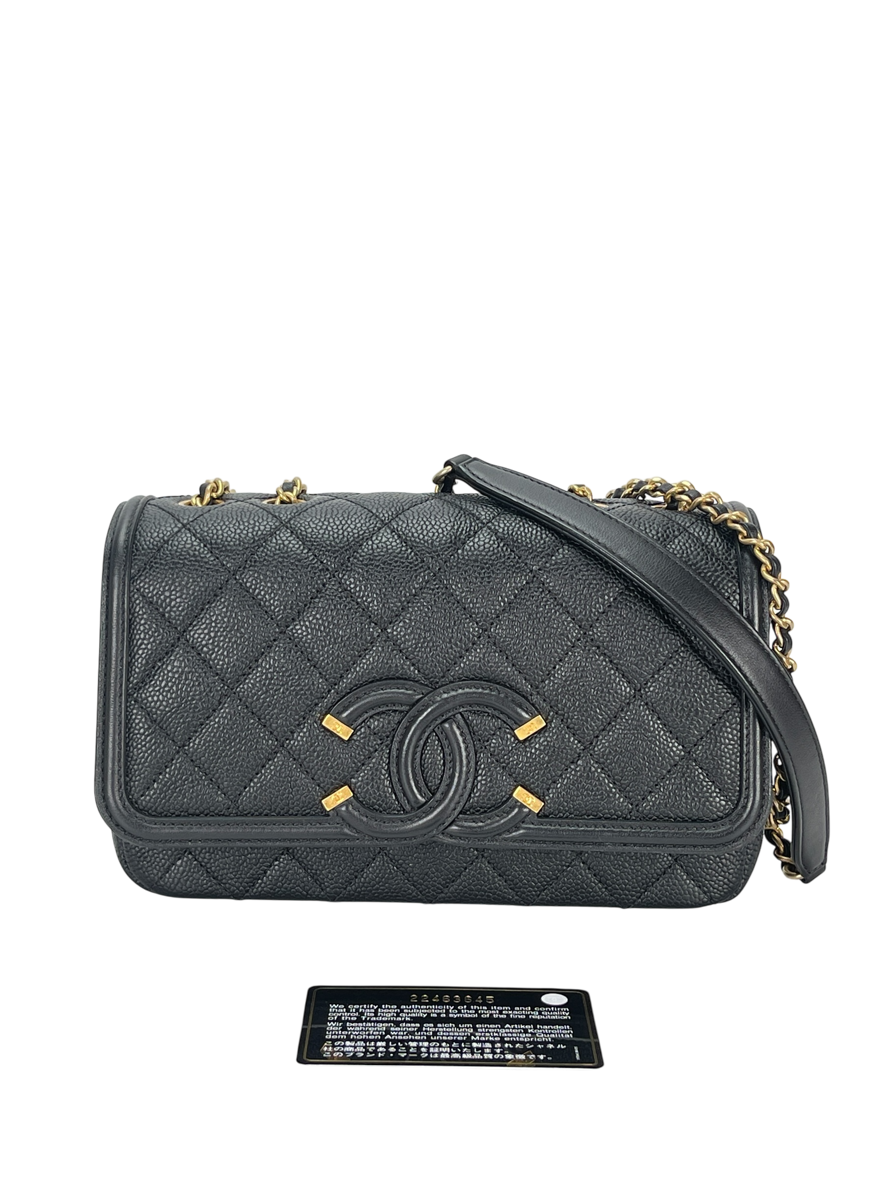 CHANEL - Black Caviar Matelasse CC Shoulder Bag