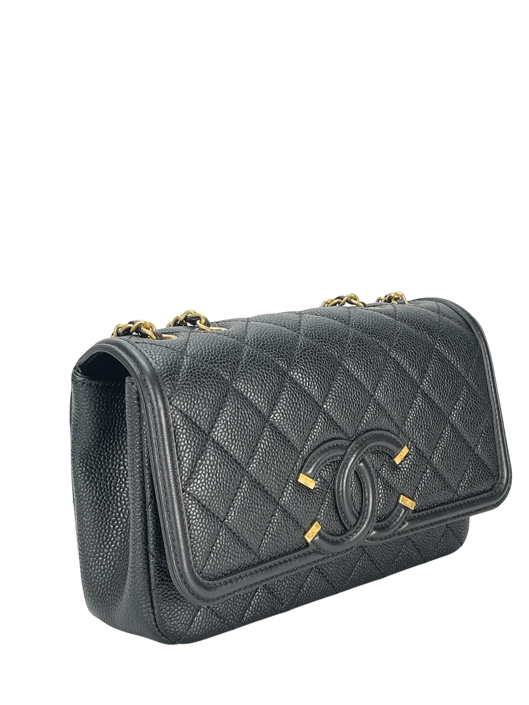 CHANEL - Black Caviar Matelasse CC Shoulder Bag
