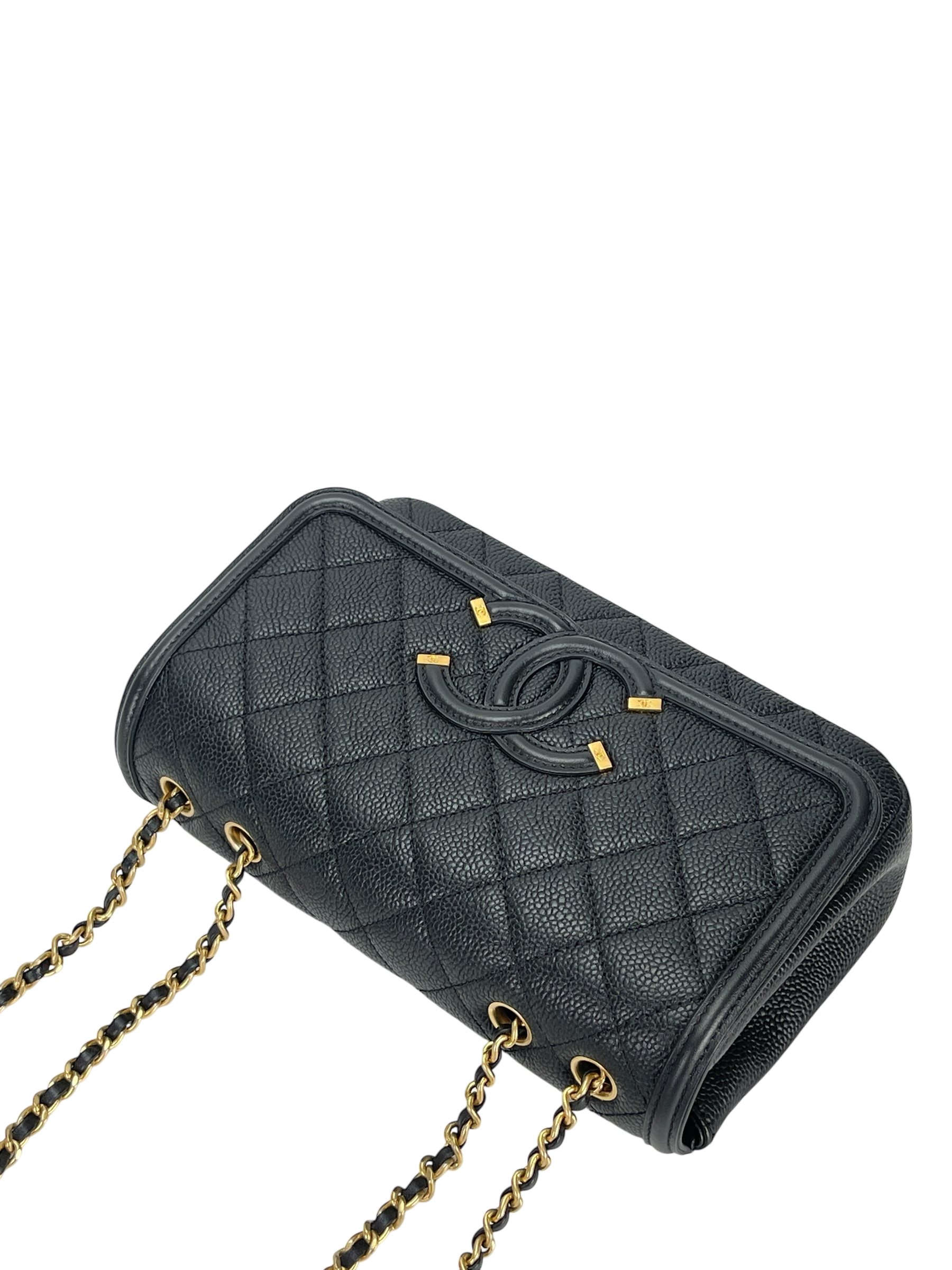 CHANEL - Black Caviar Matelasse CC Shoulder Bag