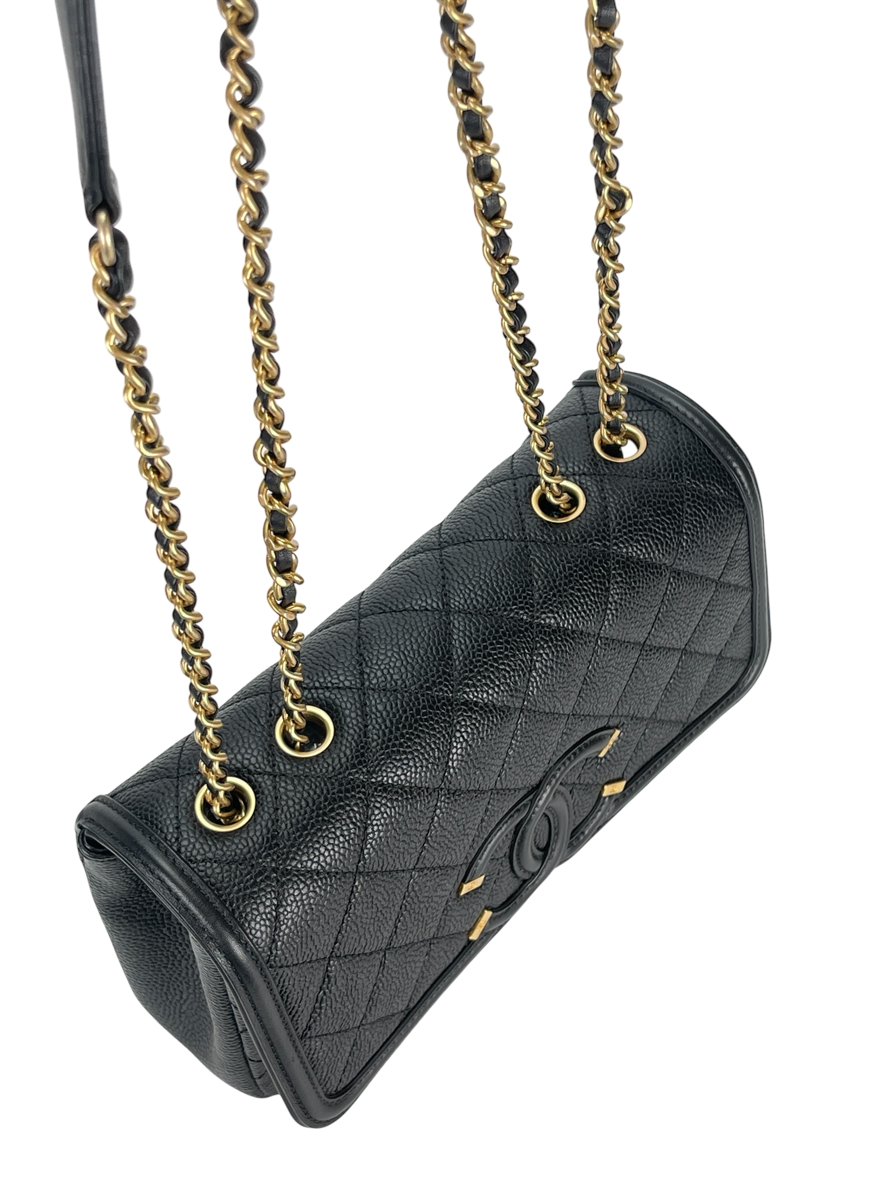 CHANEL - Black Caviar Matelasse CC Shoulder Bag