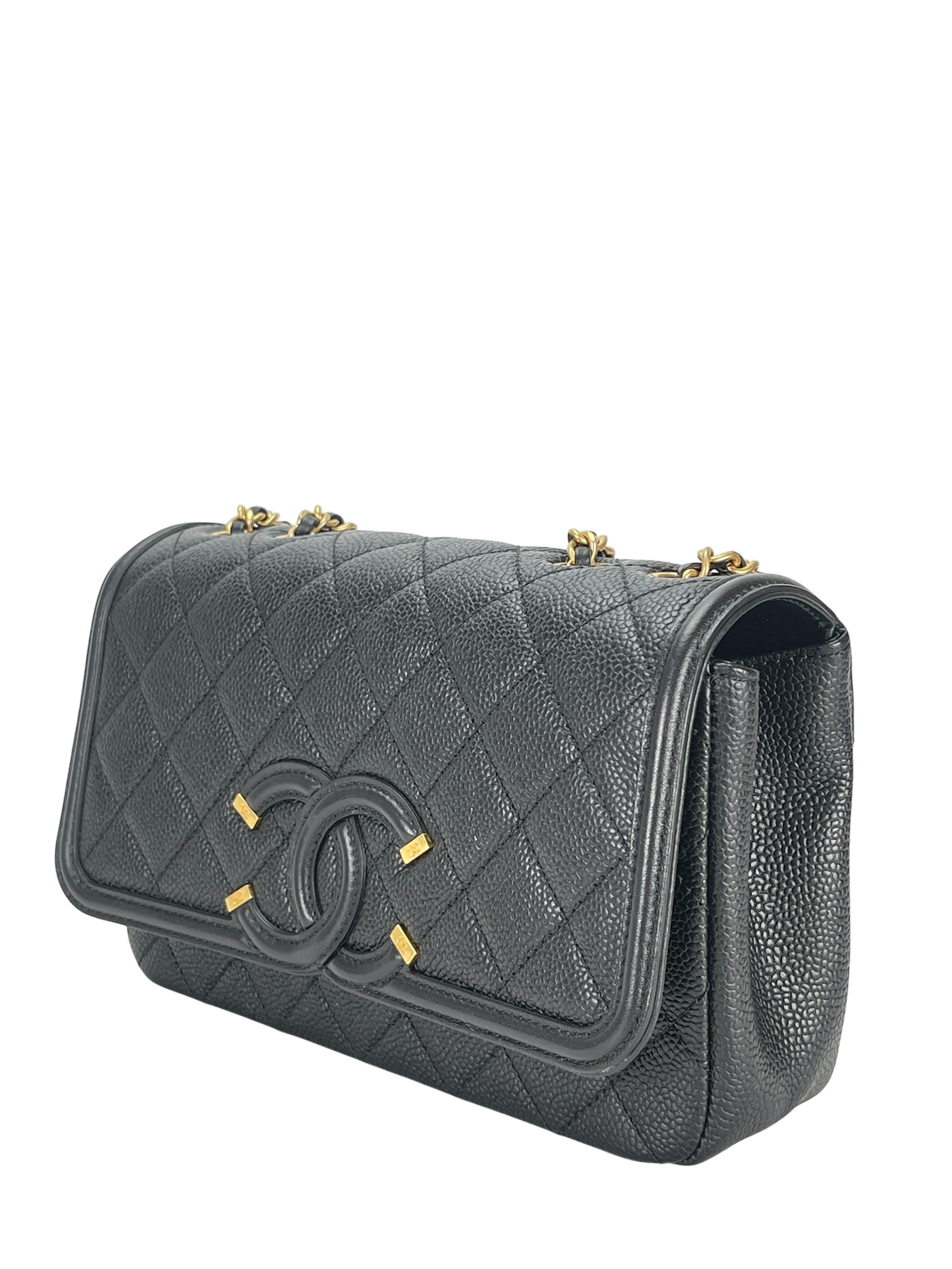 CHANEL - Black Caviar Matelasse CC Shoulder Bag