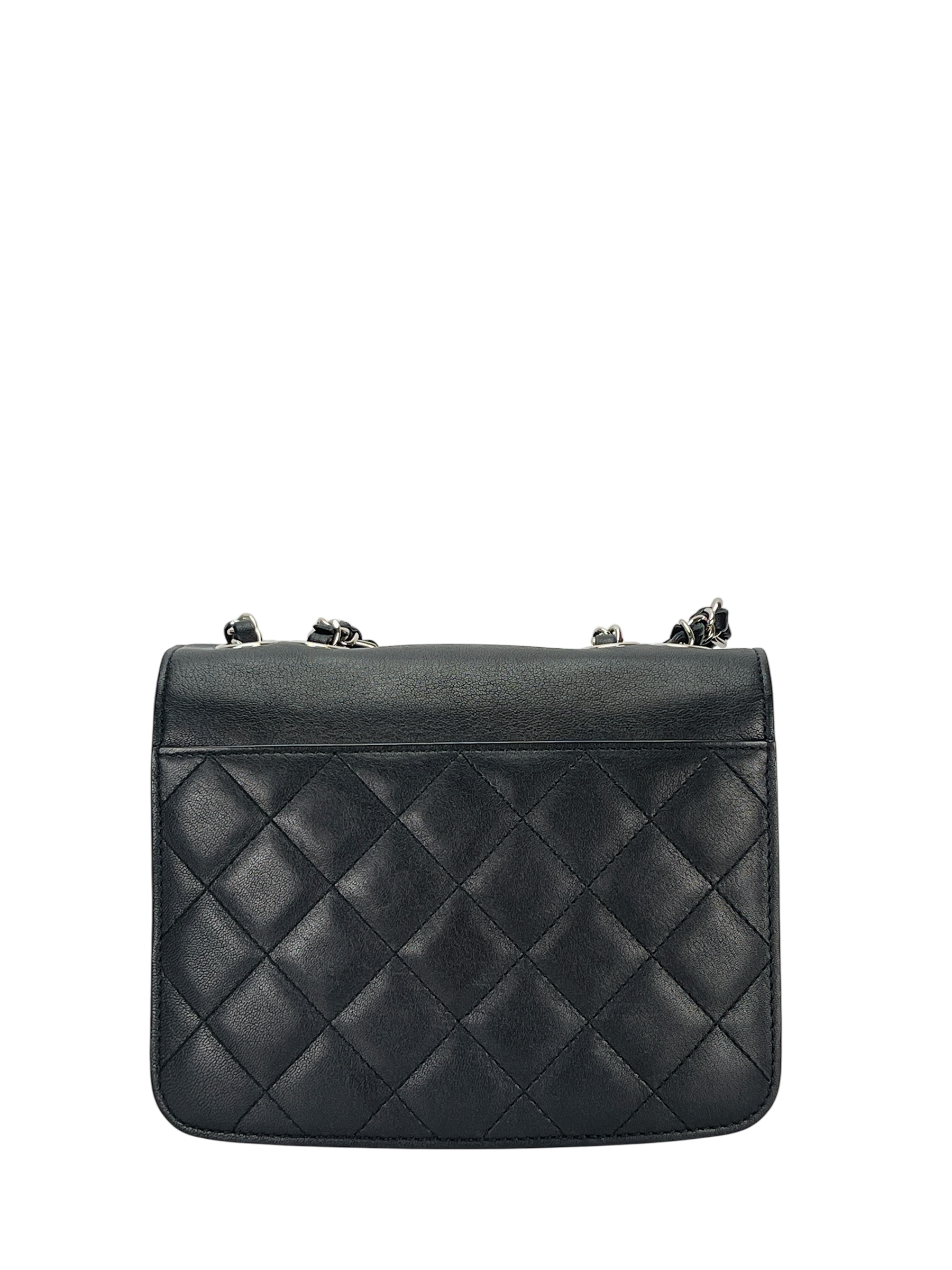 CHANEL - Black Calfskin Mini CC Box Flap Grained Bag