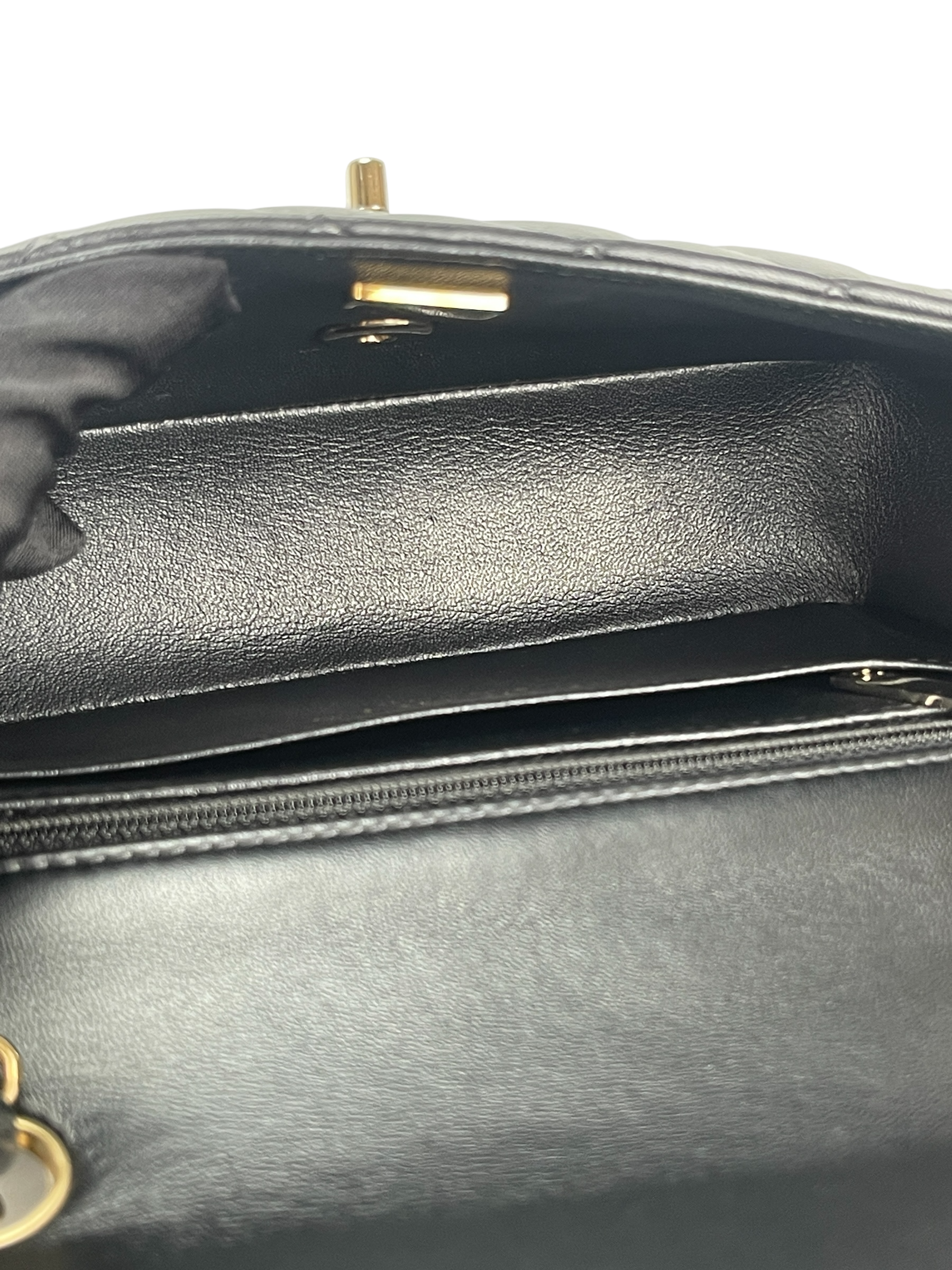 CHANEL - Mini Matlasse 20 Lambskin Single Flap Chain Bag Black Gold Hardware