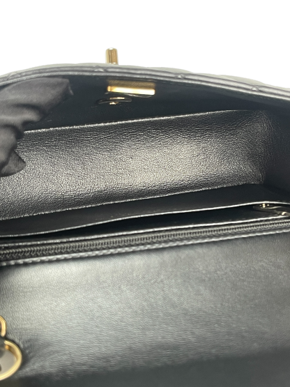 CHANEL - Mini Matlasse 20 Lambskin Single Flap Chain Bag Black Gold Hardware