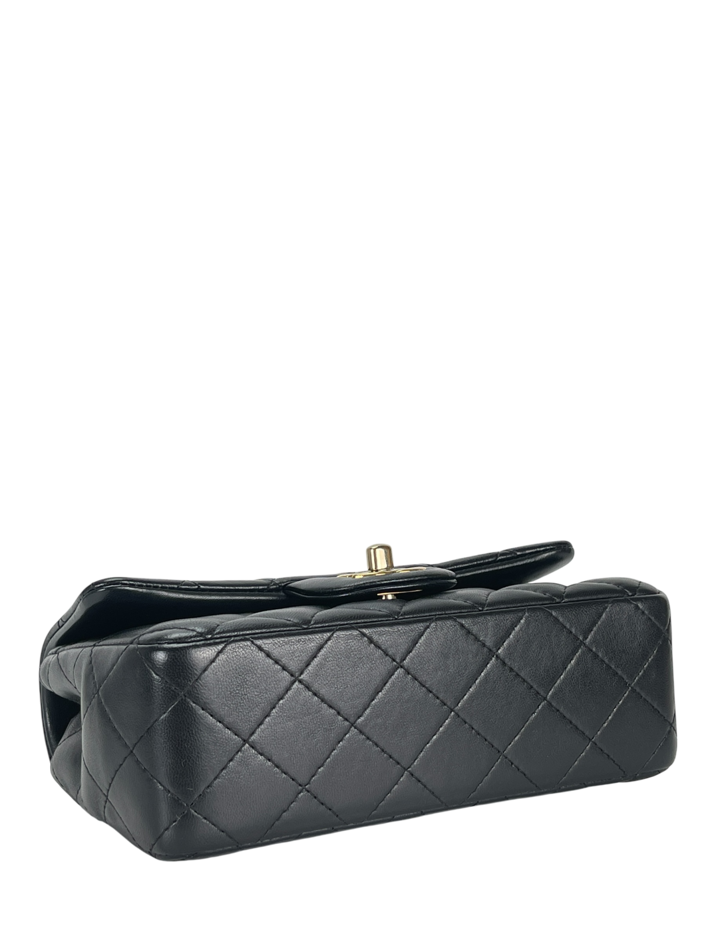 CHANEL - Mini Matlasse 20 Lambskin Single Flap Chain Bag Black Gold Hardware