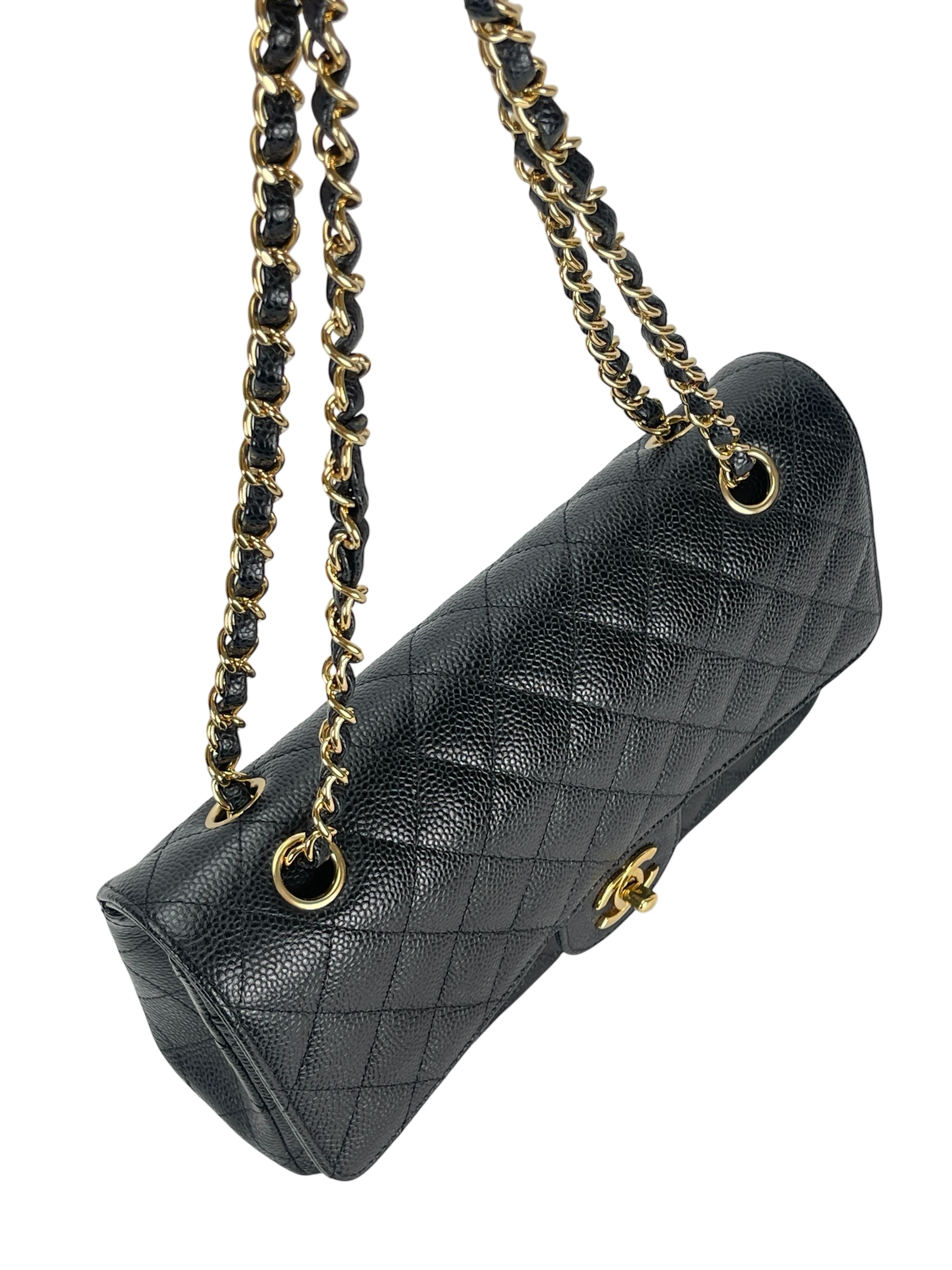 CHANEL - Medium Classic Double Flap Bag Black Caviar Gold Hardware (CF25)