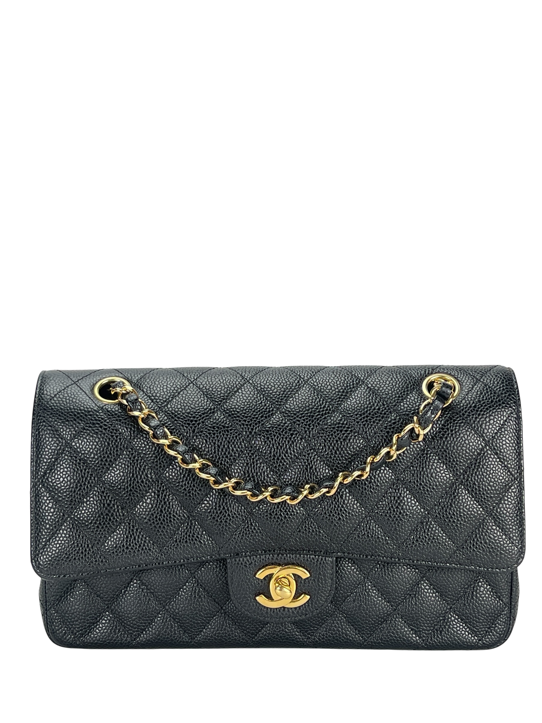 CHANEL - Medium Classic Double Flap Bag Black Caviar Gold Hardware (CF25)