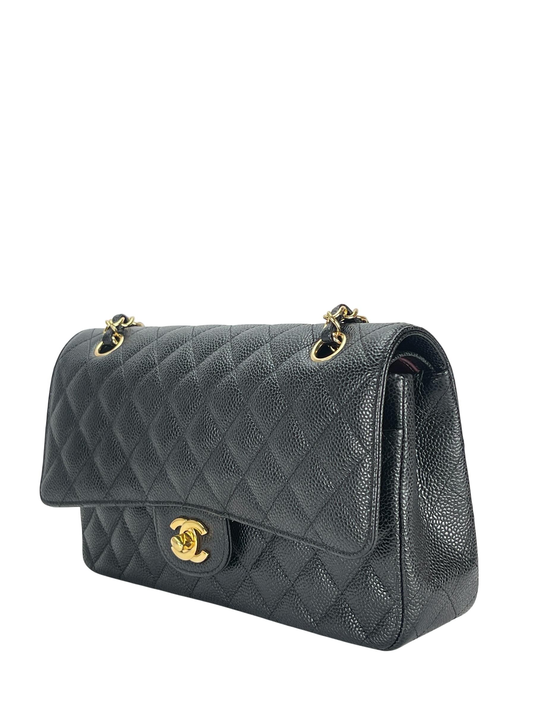 CHANEL - Medium Classic Double Flap Bag Black Caviar Gold Hardware (CF25)