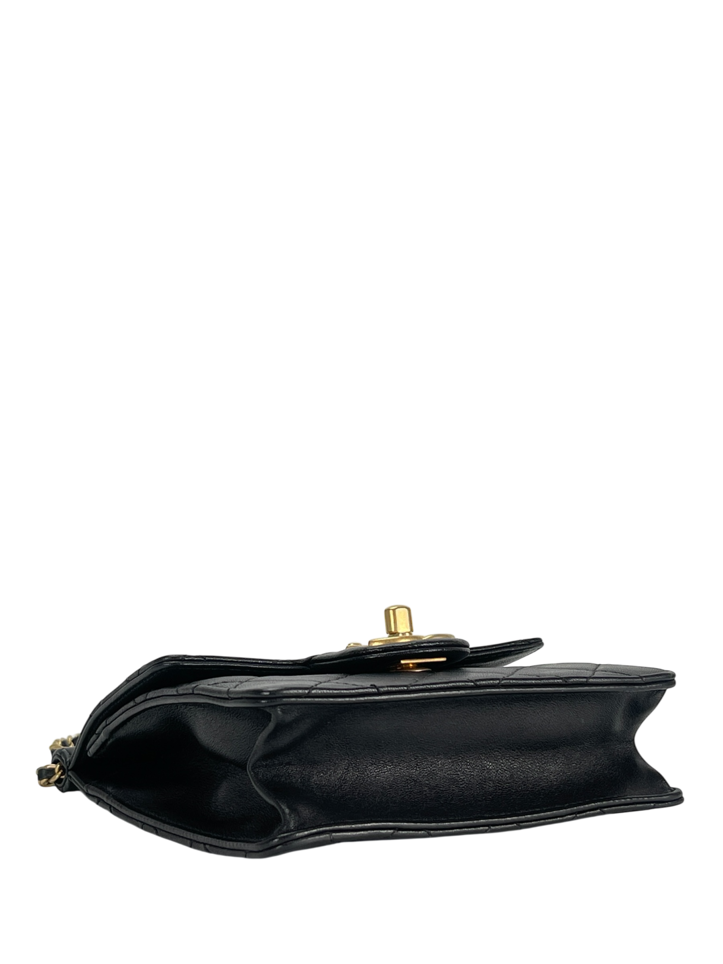 CHANEL - Black Lambskin Rucksack Vertical Pearls Flap Bag