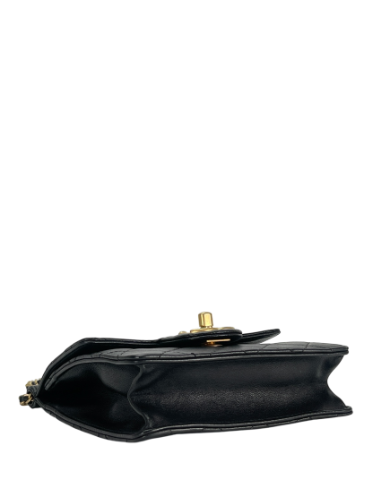 CHANEL - Black Lambskin Rucksack Vertical Pearls Flap Bag
