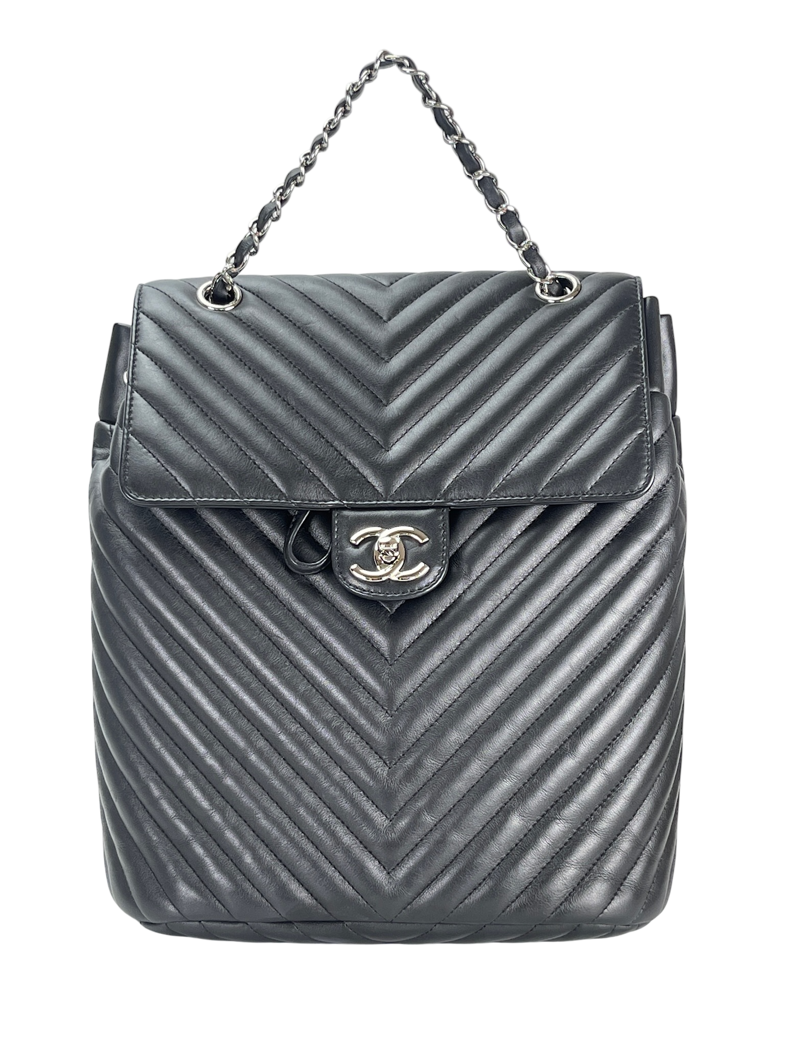 CHANEL -  Black Calfskin Coco Mark Backpack
