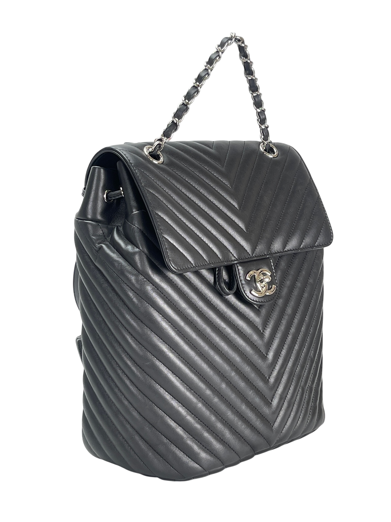 CHANEL -  Black Calfskin Coco Mark Backpack