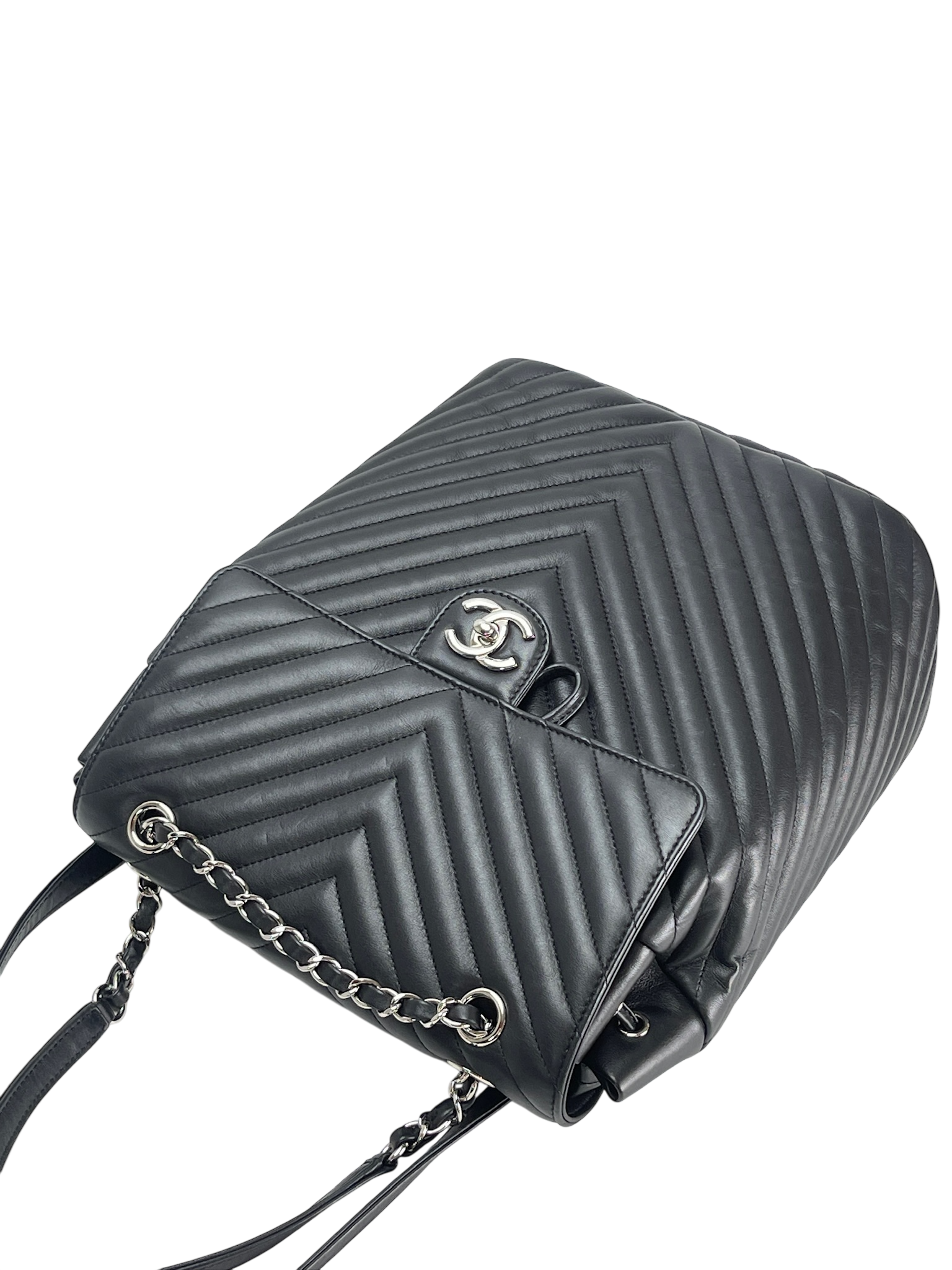CHANEL -  Black Calfskin Coco Mark Backpack