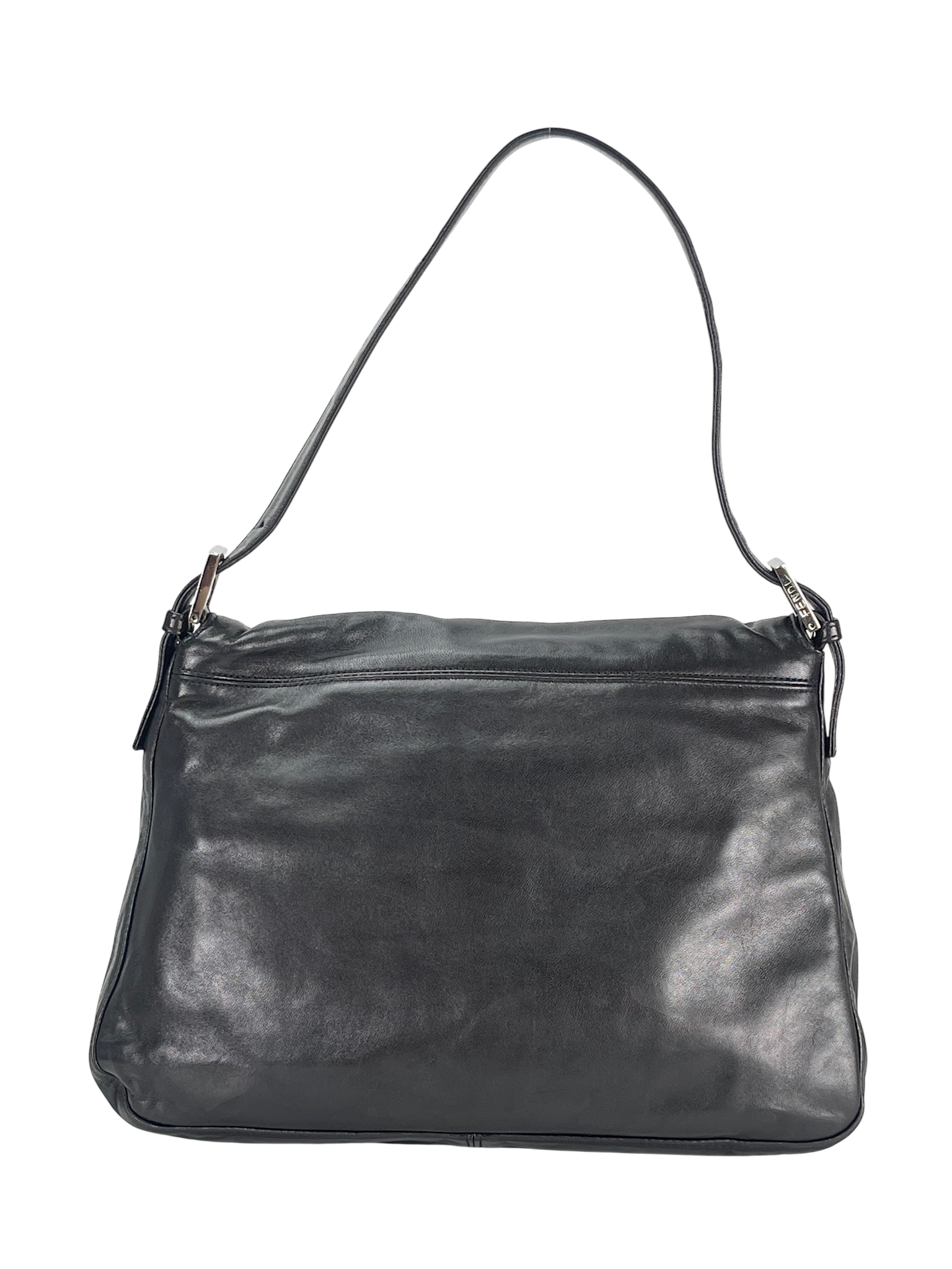 FENDI - Leather Zucca Mamma Baguette Handbag Silver Hardware