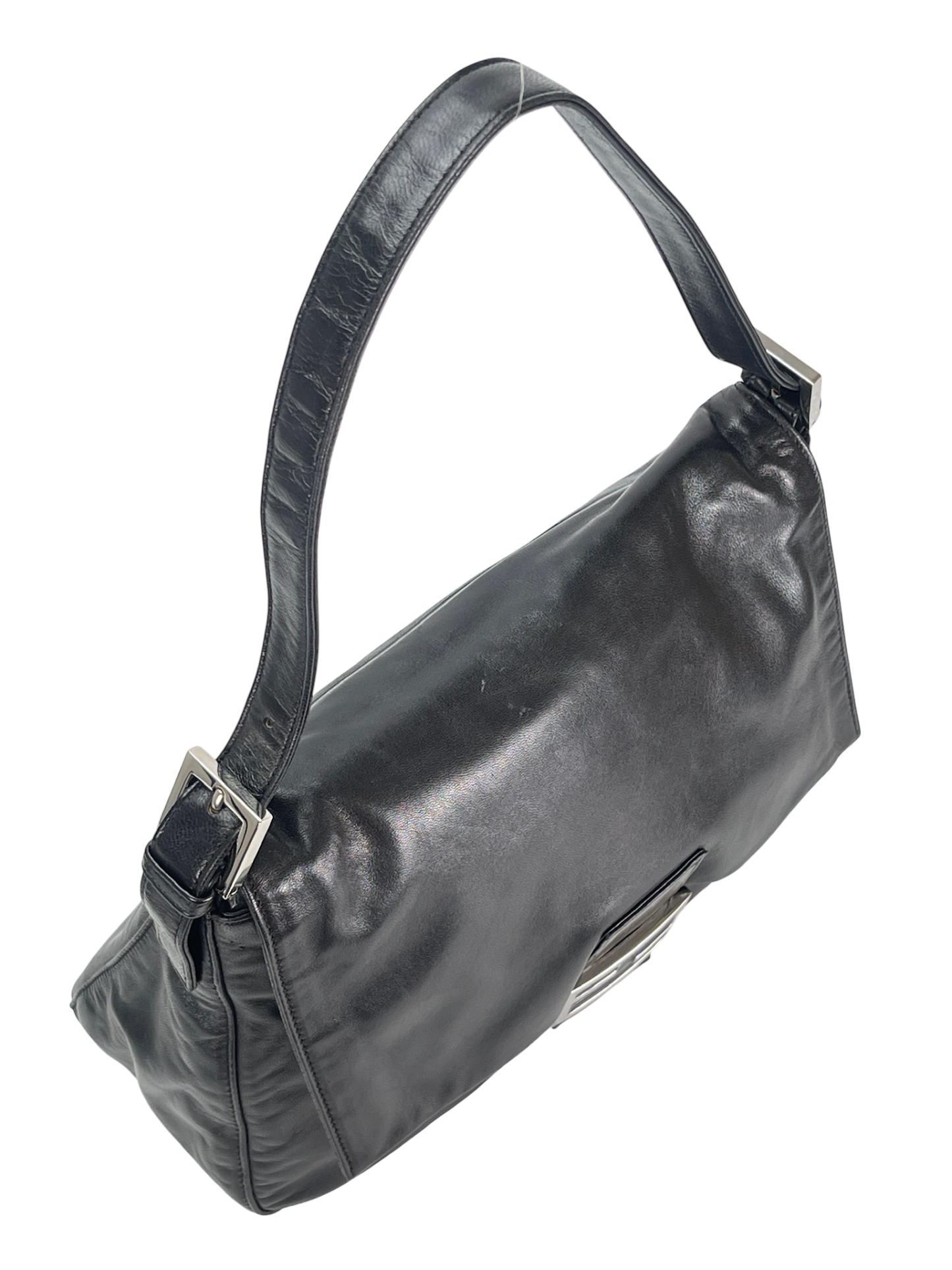 FENDI - Leather Zucca Mamma Baguette Handbag Silver Hardware