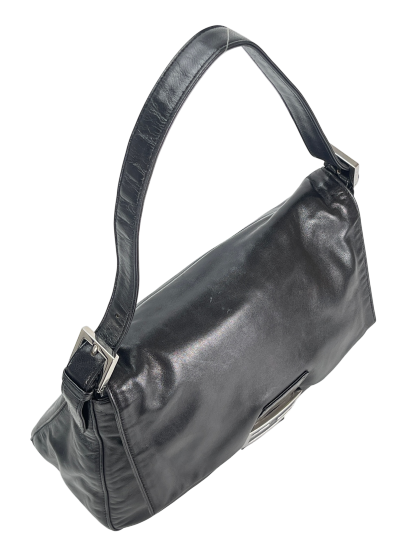 FENDI - Leather Zucca Mamma Baguette Handbag Silver Hardware