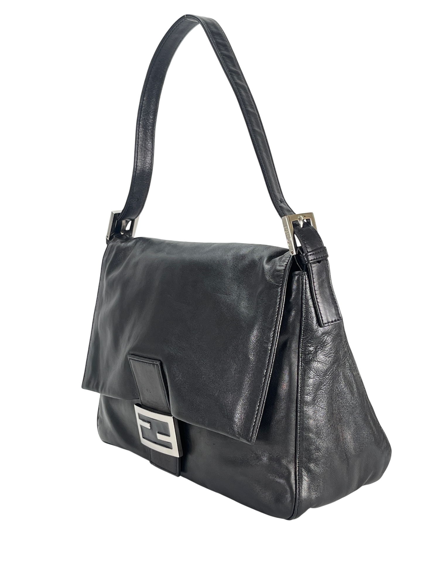 FENDI - Leather Zucca Mamma Baguette Handbag Silver Hardware