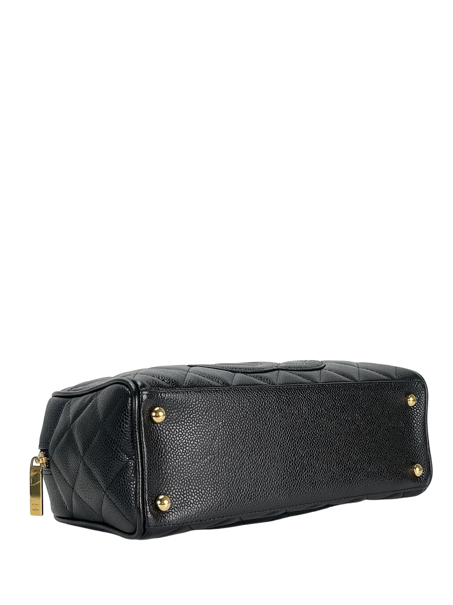 CHANEL - CC Logo Black Caviar Small Bowling Handbag