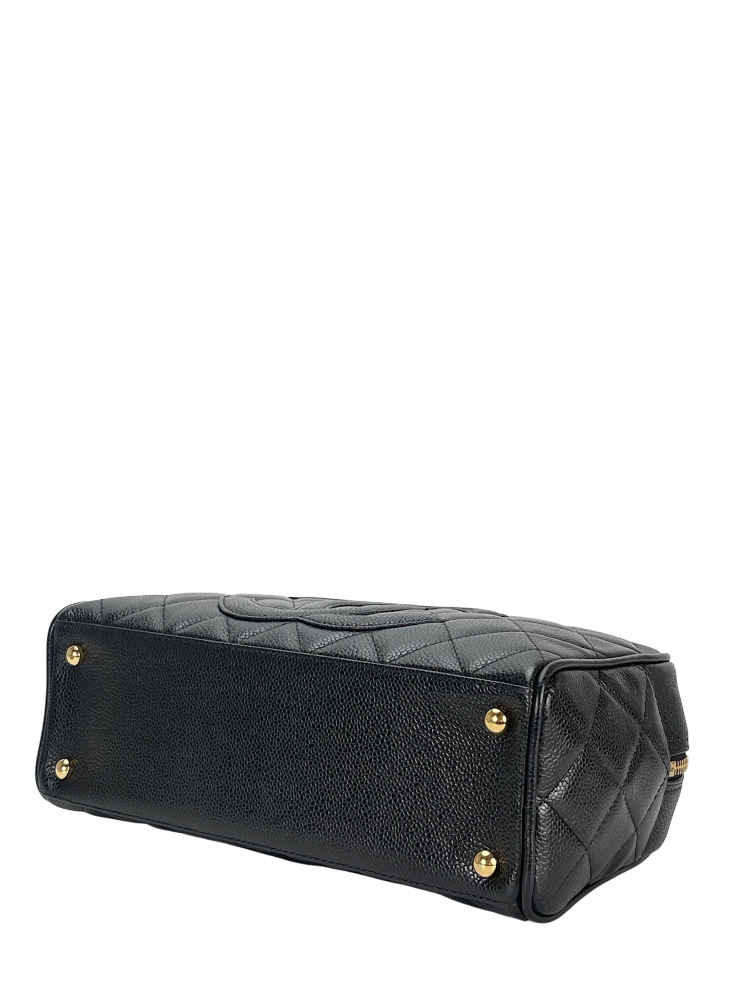 CHANEL - CC Logo Black Caviar Small Bowling Handbag